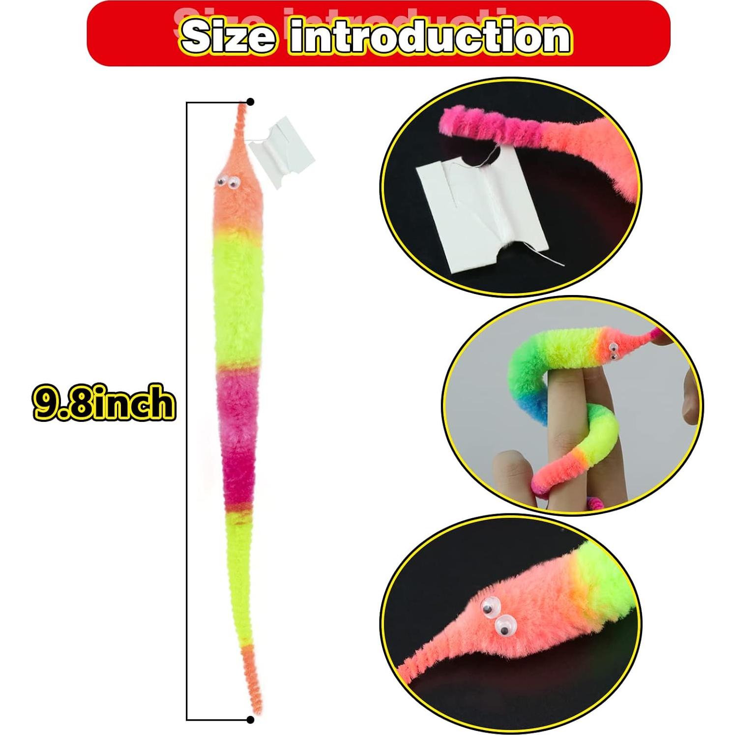 Juguetes de Gusano Difuso SHENGSEN 6 Piezas Arcoíris para Gatos