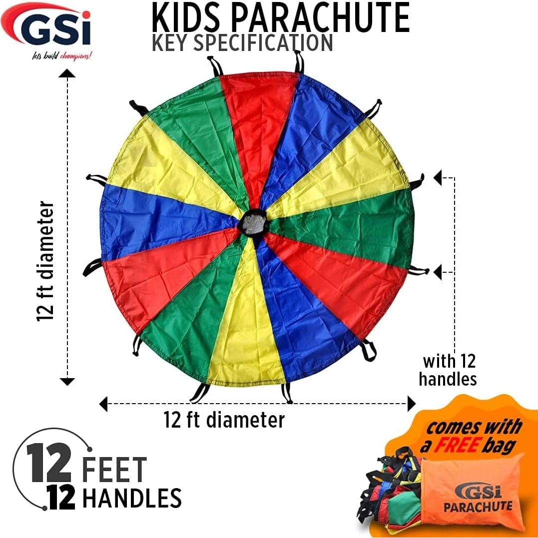 Paracaídas para Niños GSi 12 Pies Multicolor - Juguete Cooperativo