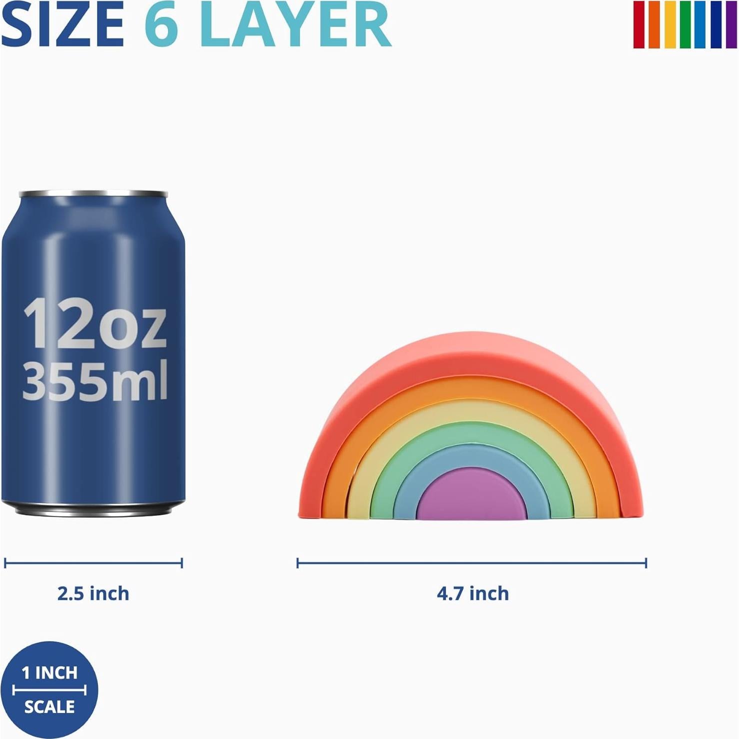 Juguete de Apilamiento Arcoíris 6 Capas Blue Ginkgo - Silicona