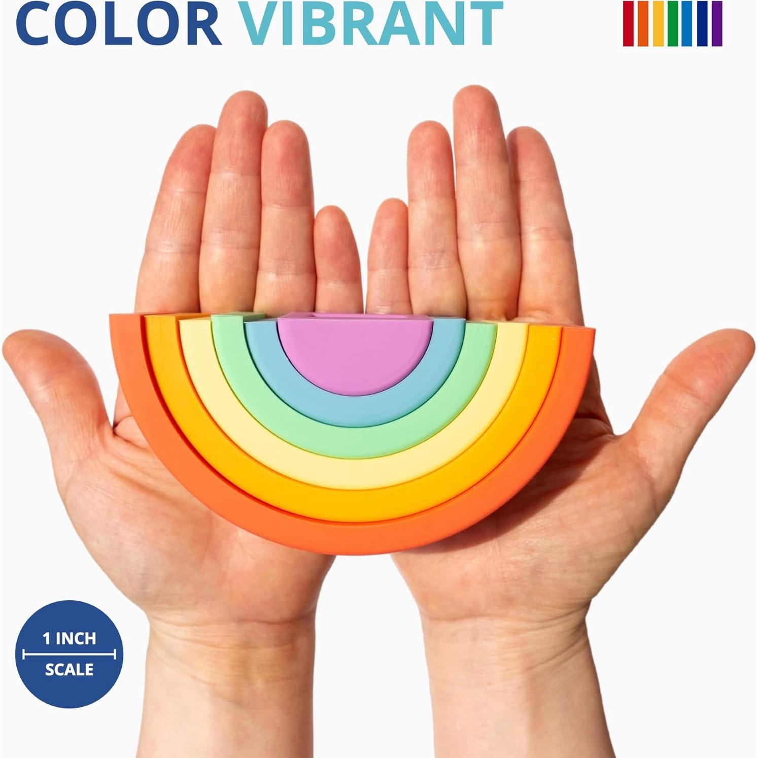 Juguete de Apilamiento Arcoíris 6 Capas Blue Ginkgo - Silicona