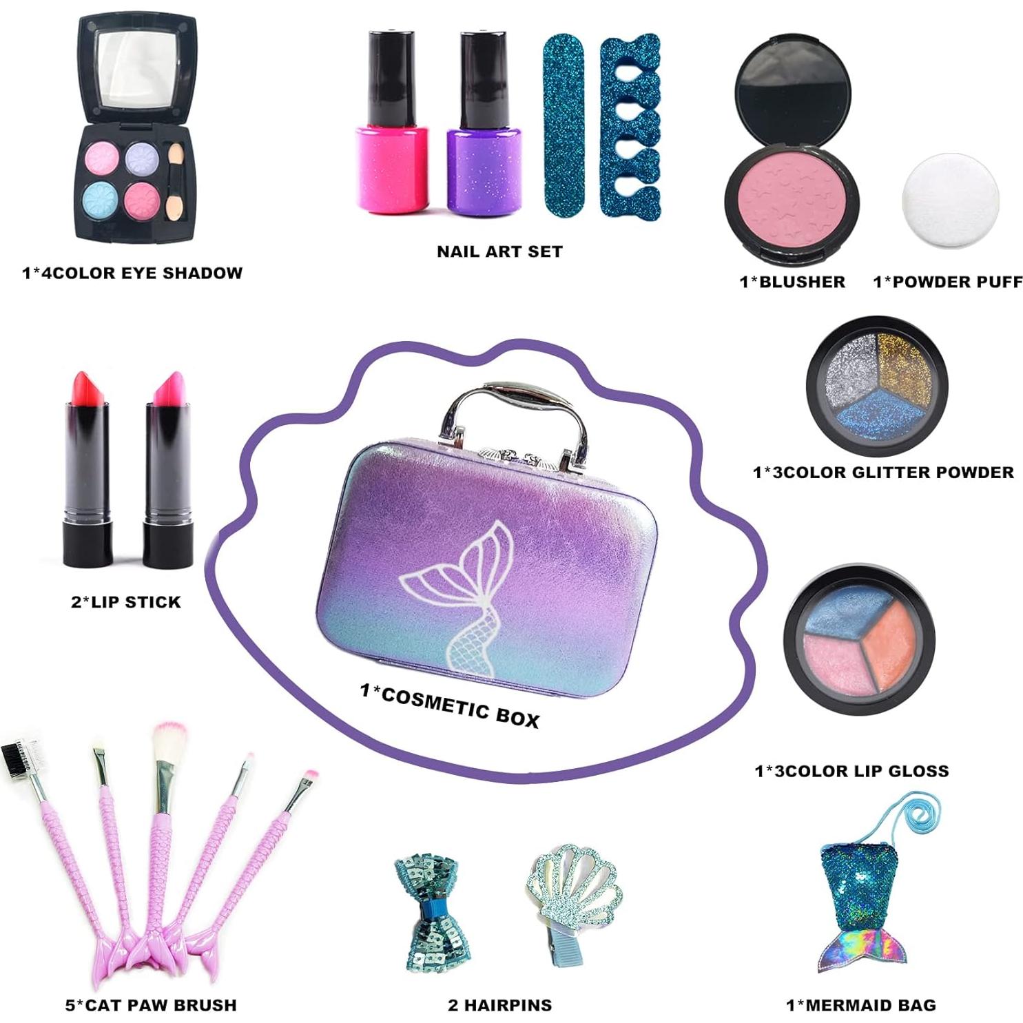 Juego de Maquillaje para Niñas 10Leccion - 20 Piezas Lavable