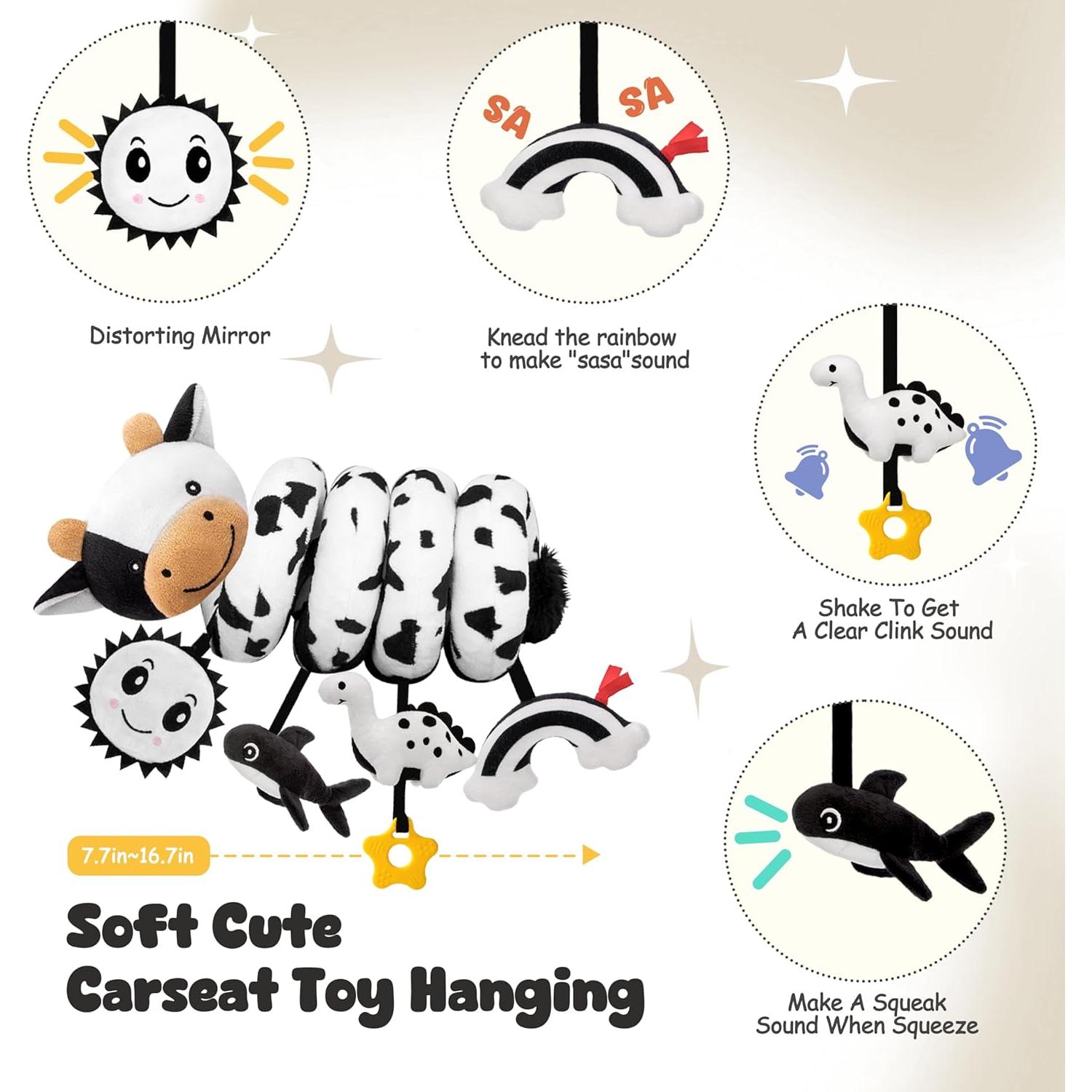 Juguete Espiral para Asiento de Coche Vaca - 0 a 6 Meses