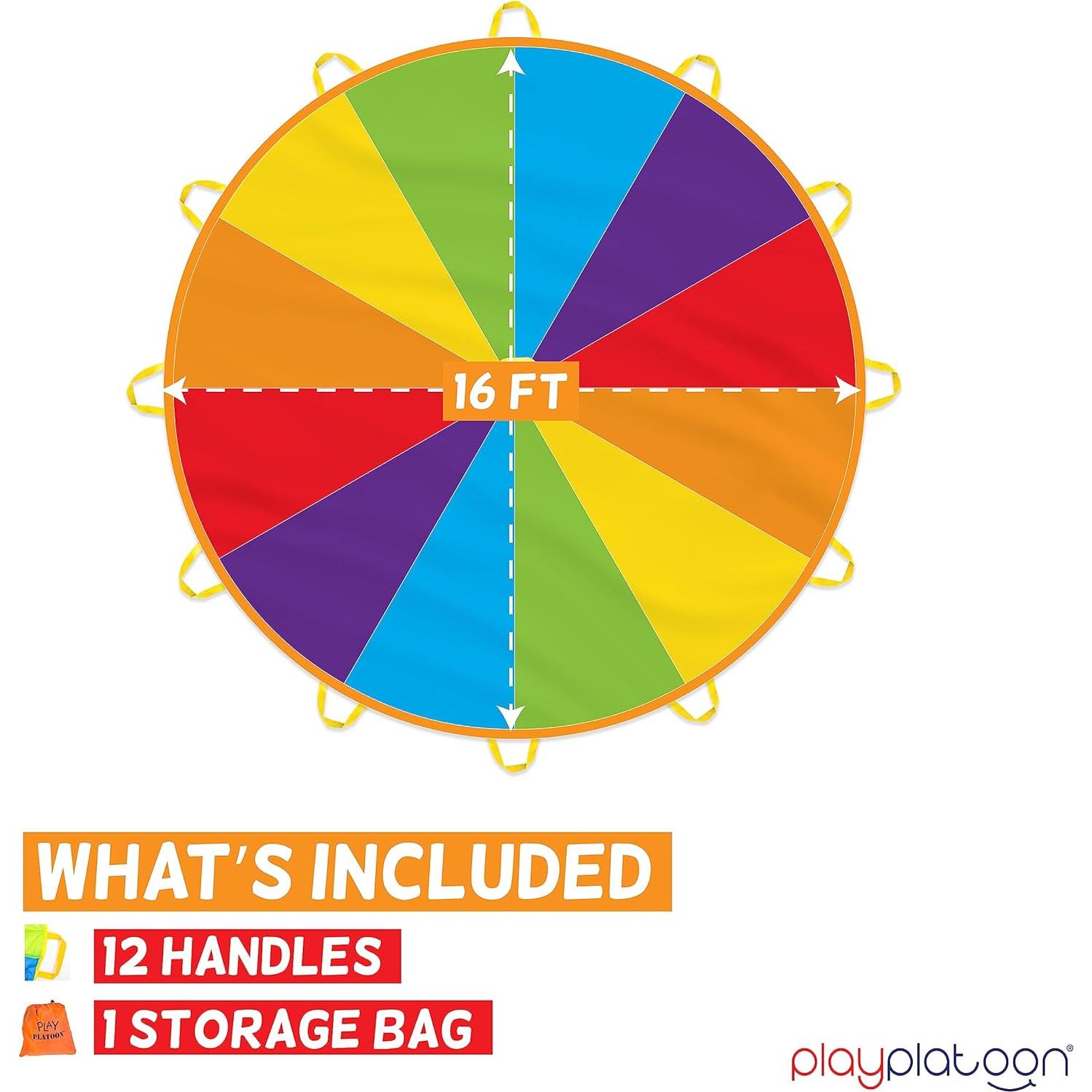 Paracaídas para Niños Play Platoon 4.88m con 12 Asas