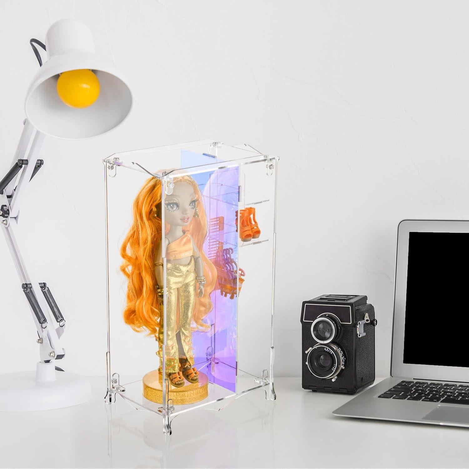 Caja de Exhibición Acrílica Beautyflier para Muñeca Rainbow High 33x18 cm