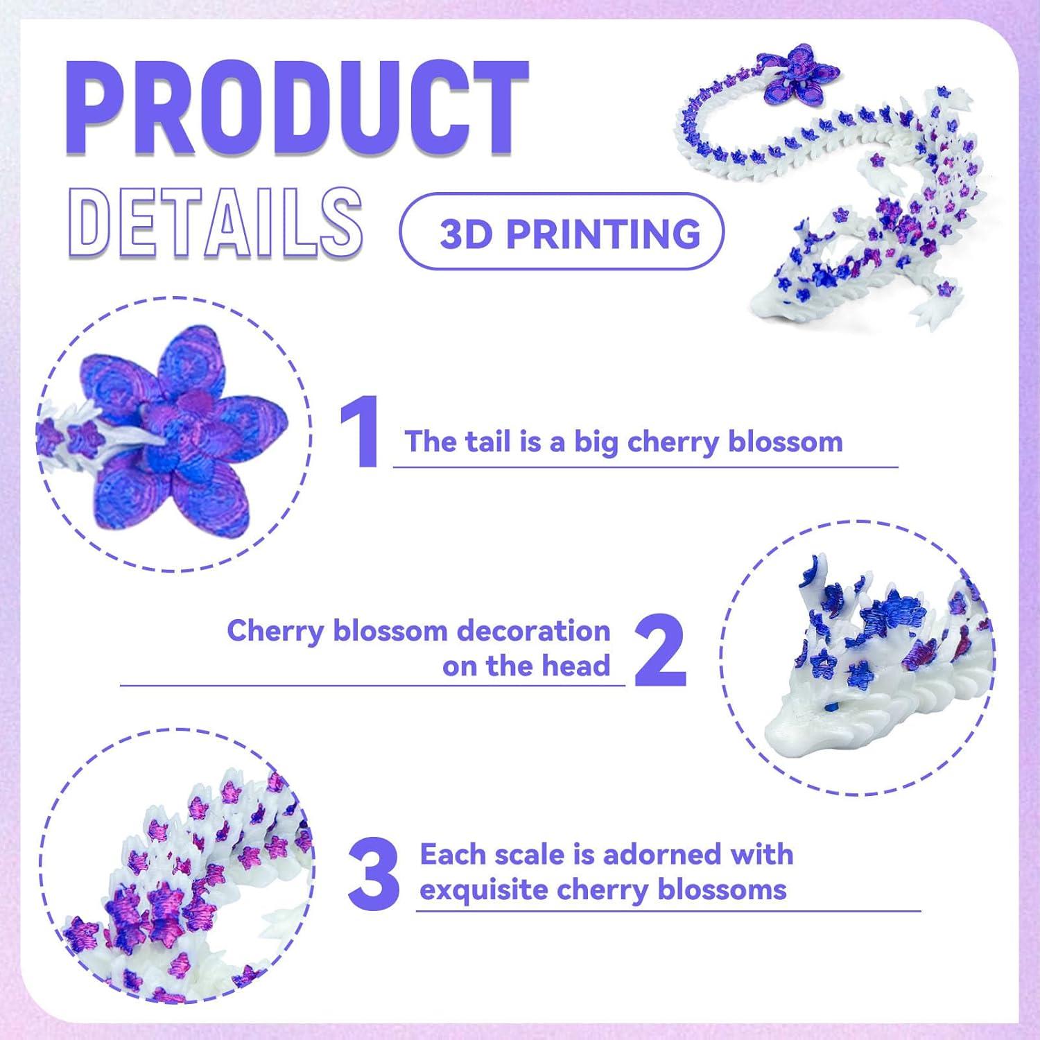 Dragón de Flor de Cerezo 3D Cinderwing3D 30 cm Arcoíris