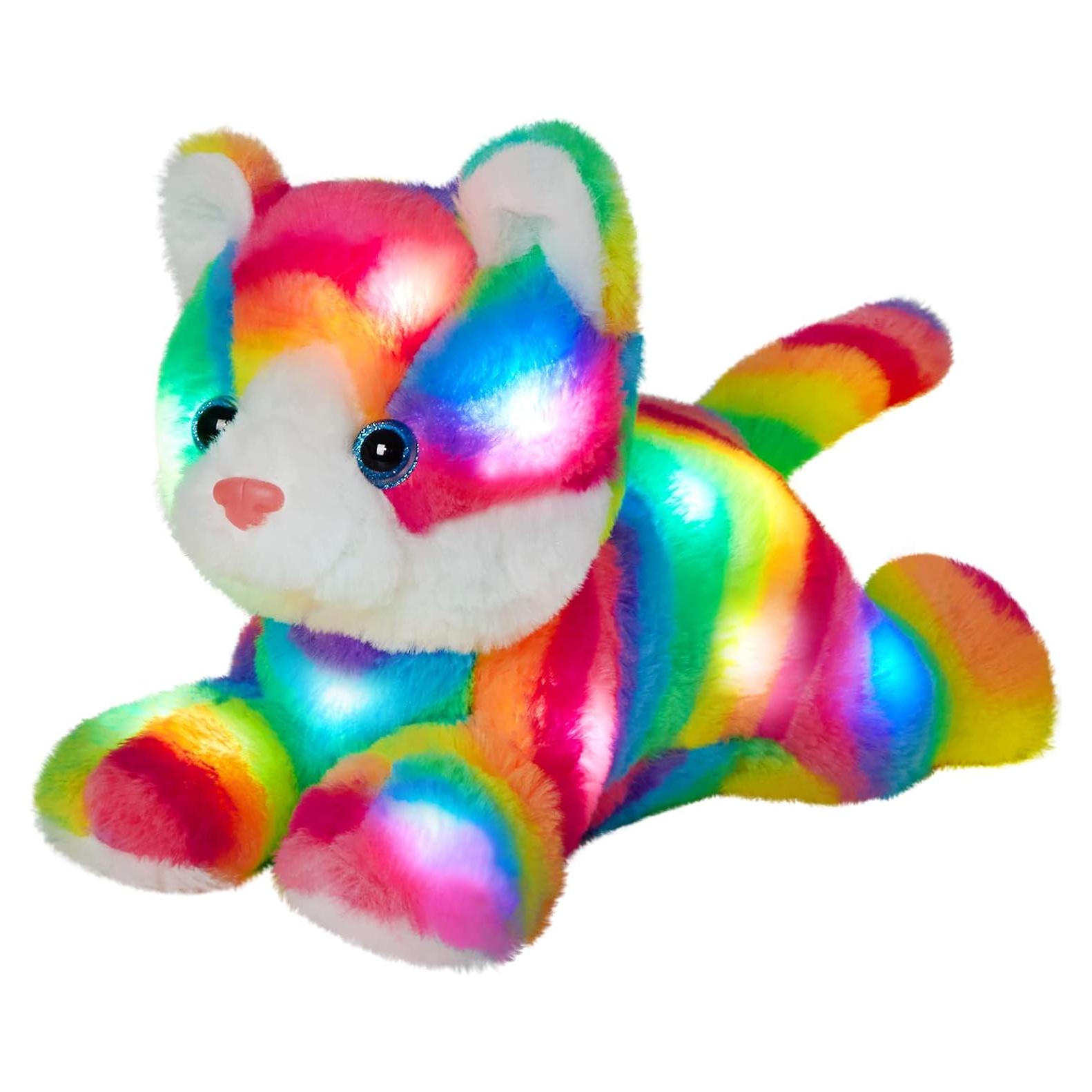 Juguete de Peluche Gato Arcoíris con Luz LED 33 cm Guardias Brillantes