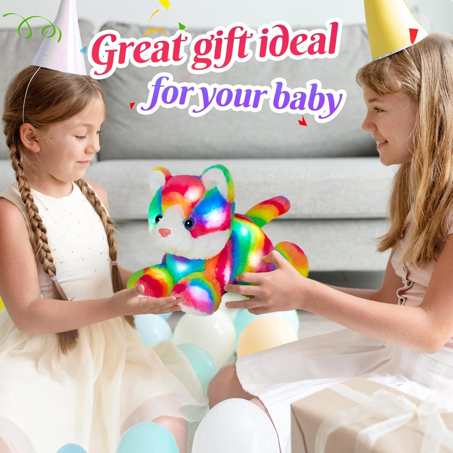 Juguete de Peluche Gato Arcoíris con Luz LED 33 cm Guardias Brillantes