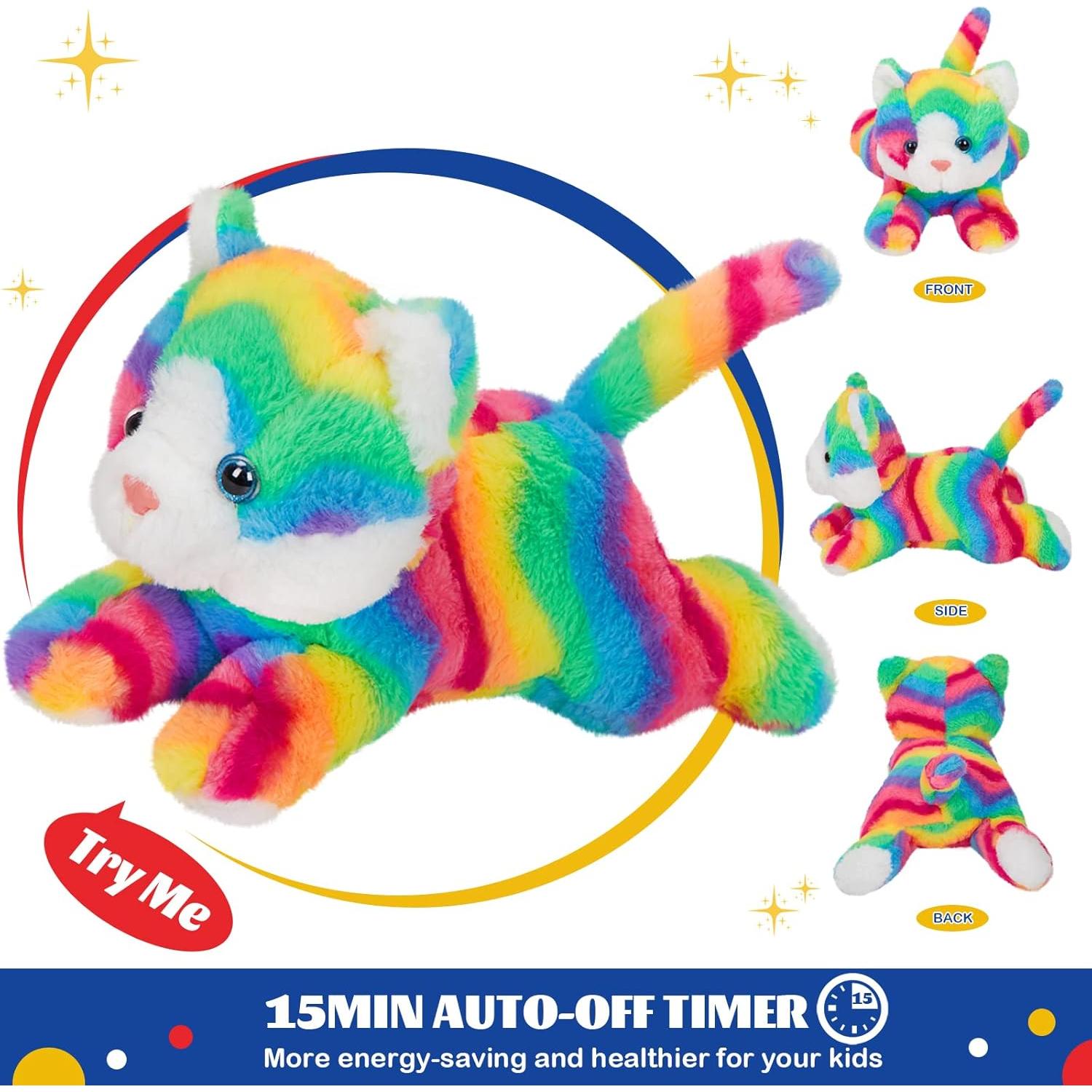 Juguete de Peluche Gato Arcoíris con Luz LED 33 cm Guardias Brillantes