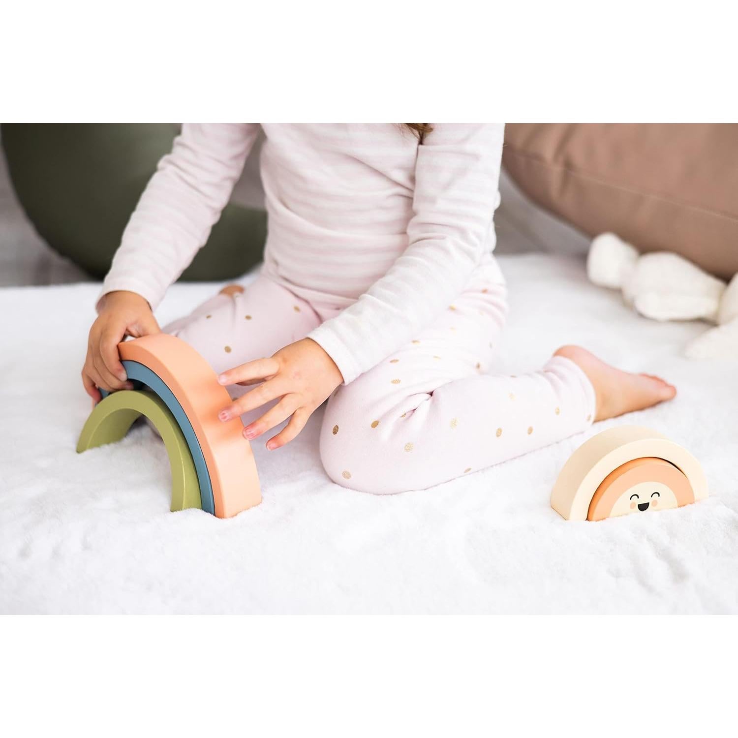 Juguete de apilamiento de madera Pearhead arcoíris 5 piezas