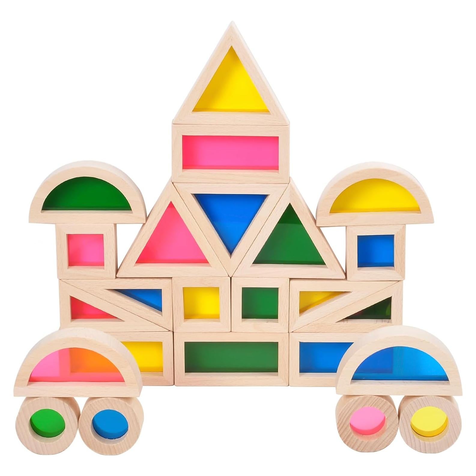 Juego de Bloques de Madera 24 Piezas Gray Orange - Juguetes Educativos