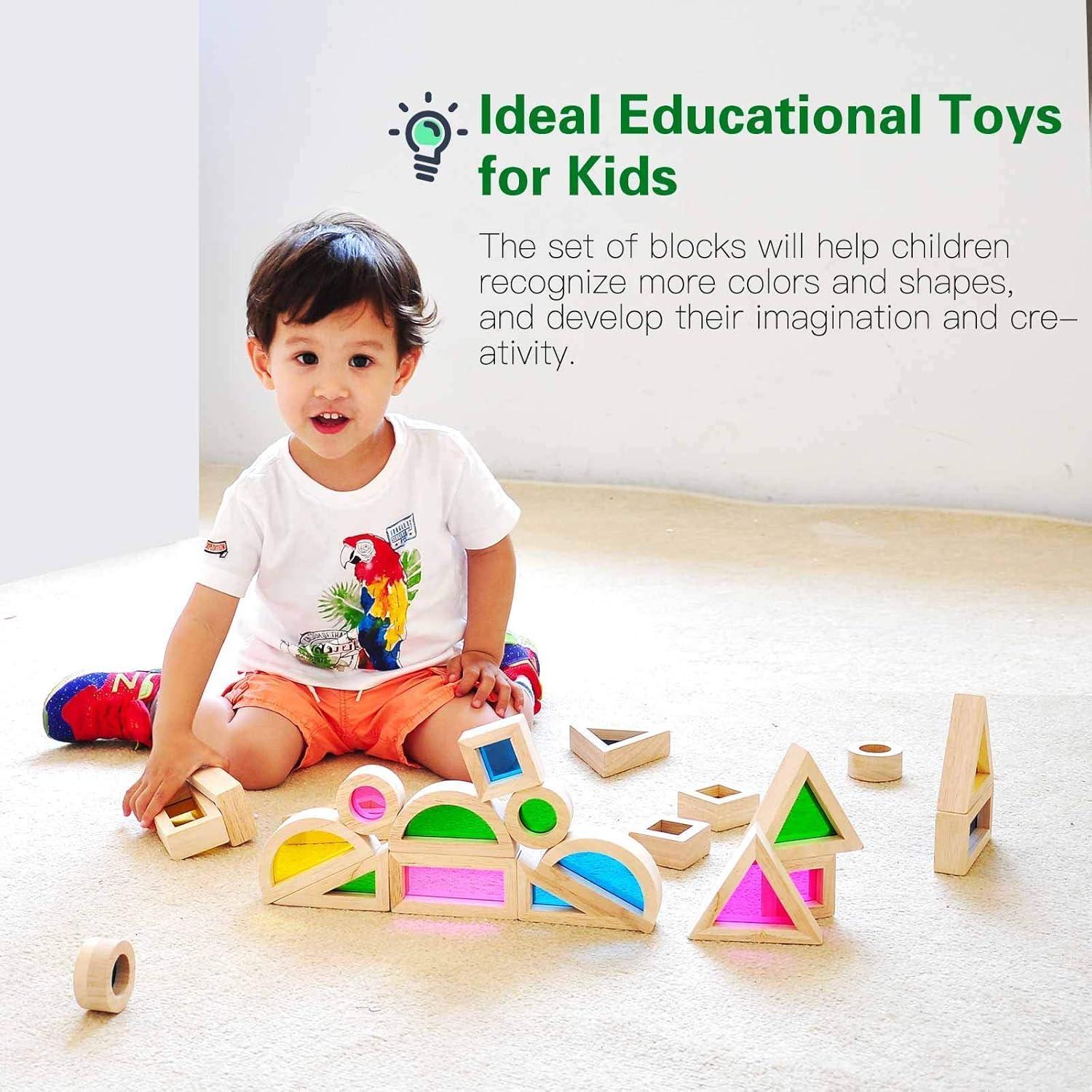 Juego de Bloques de Madera 24 Piezas Gray Orange - Juguetes Educativos