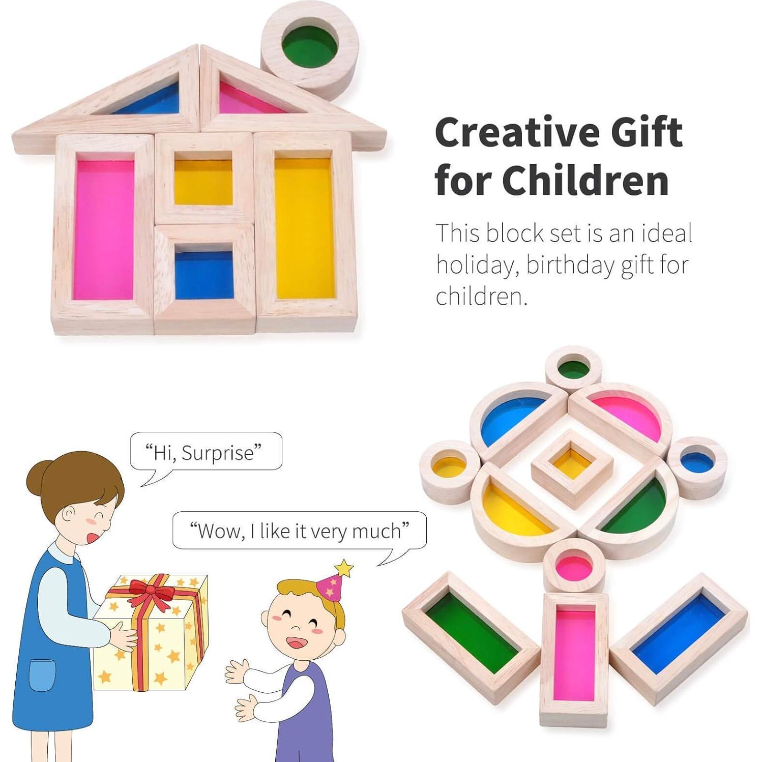 Juego de Bloques de Madera 24 Piezas Gray Orange - Juguetes Educativos