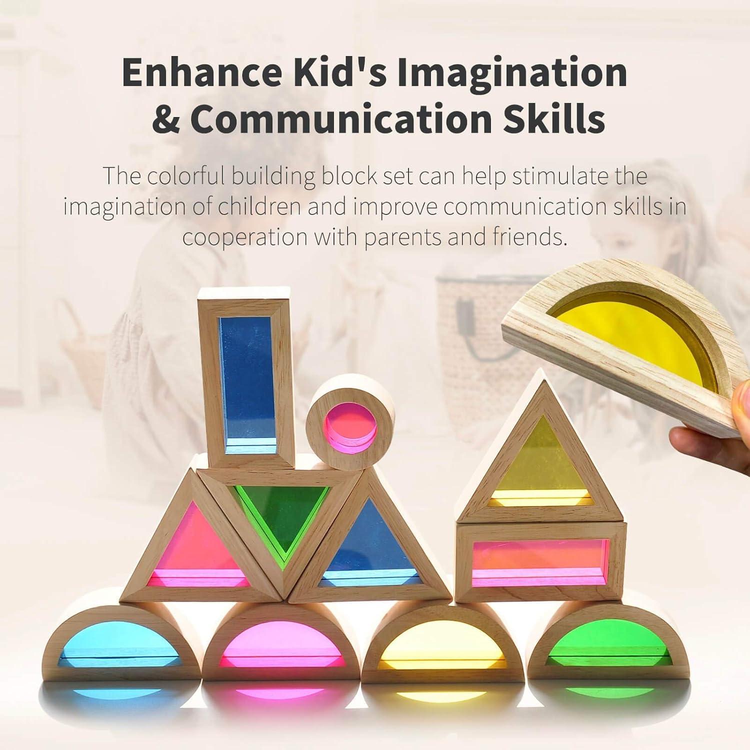 Juego de Bloques de Madera 24 Piezas Gray Orange - Juguetes Educativos