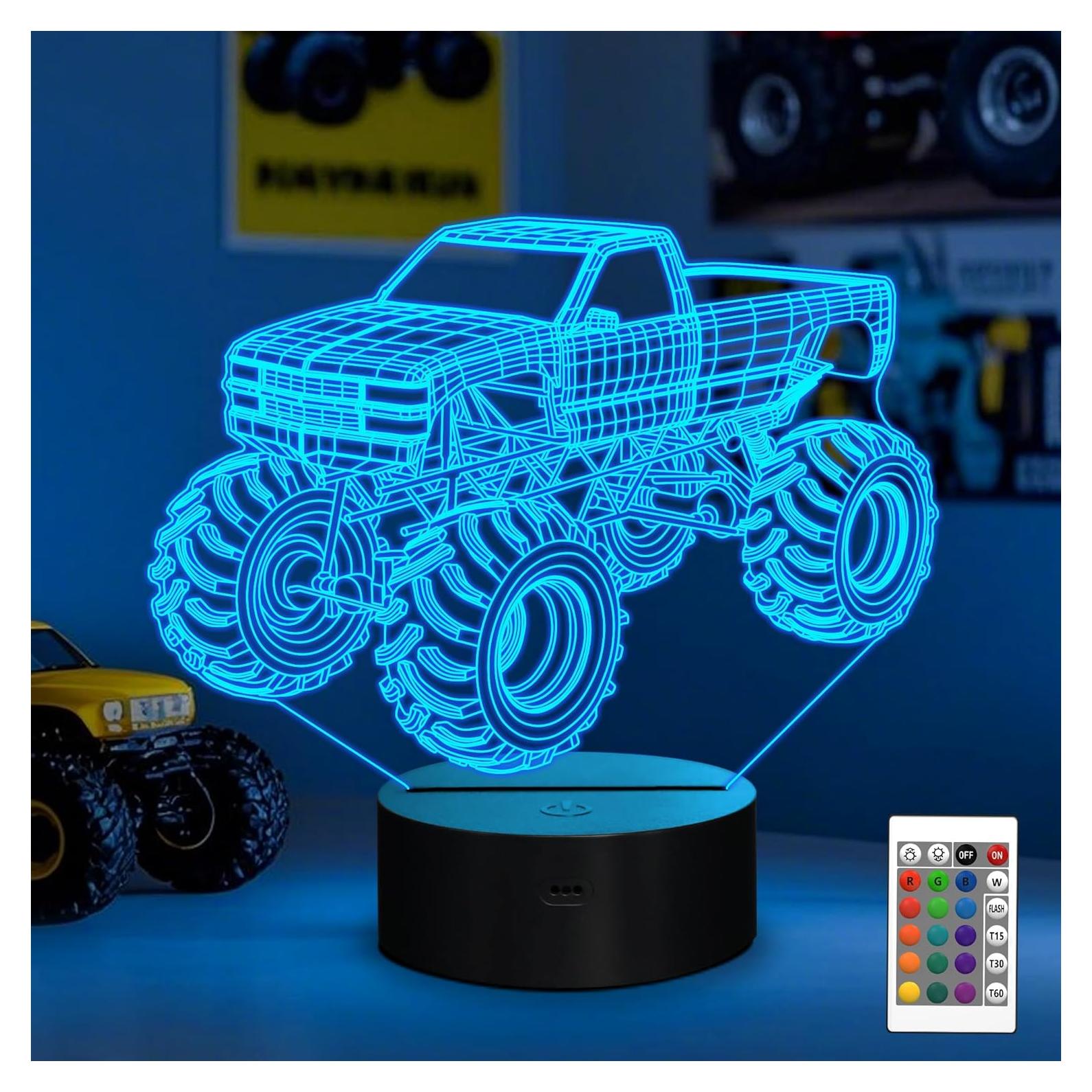 Lámpara Nocturna 3D Camión Monstruo YuanDian LED Multicolor