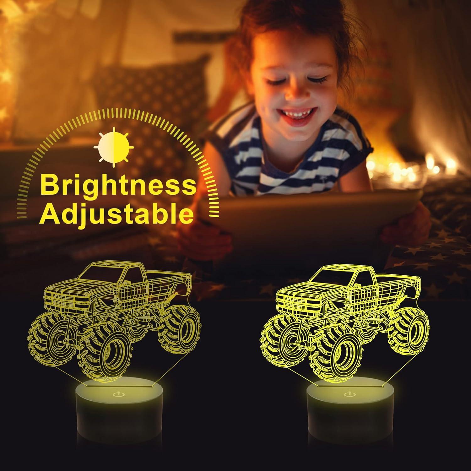 Lámpara Nocturna 3D Camión Monstruo YuanDian LED Multicolor