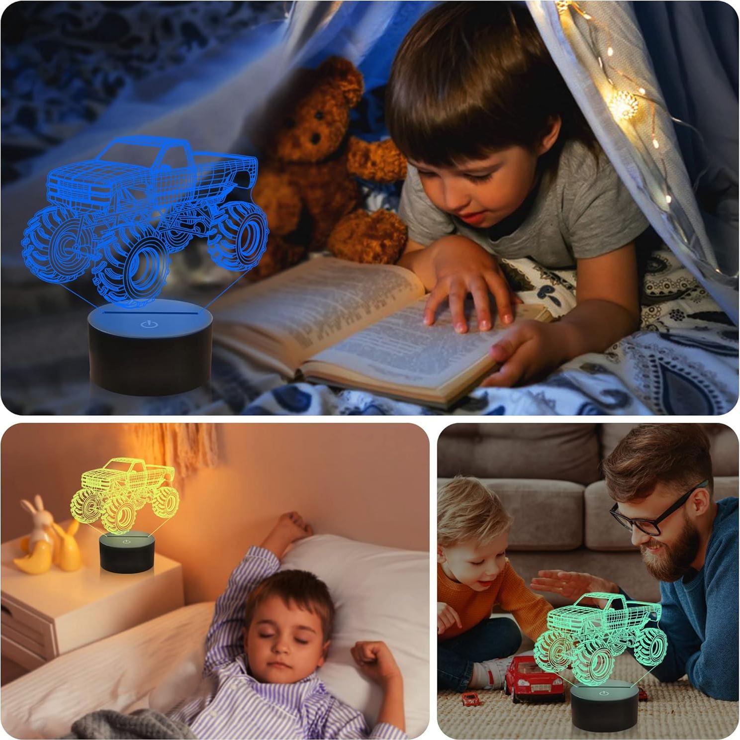 Lámpara Nocturna 3D Camión Monstruo YuanDian LED Multicolor