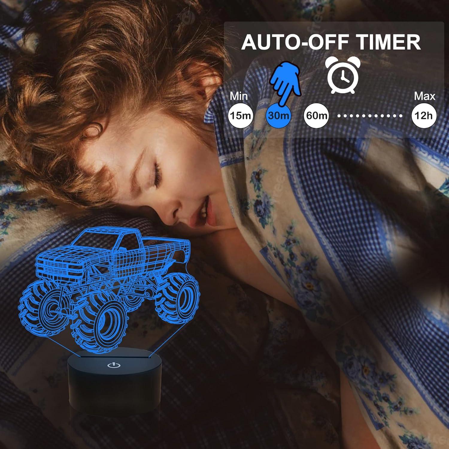 Lámpara Nocturna 3D Camión Monstruo YuanDian LED Multicolor