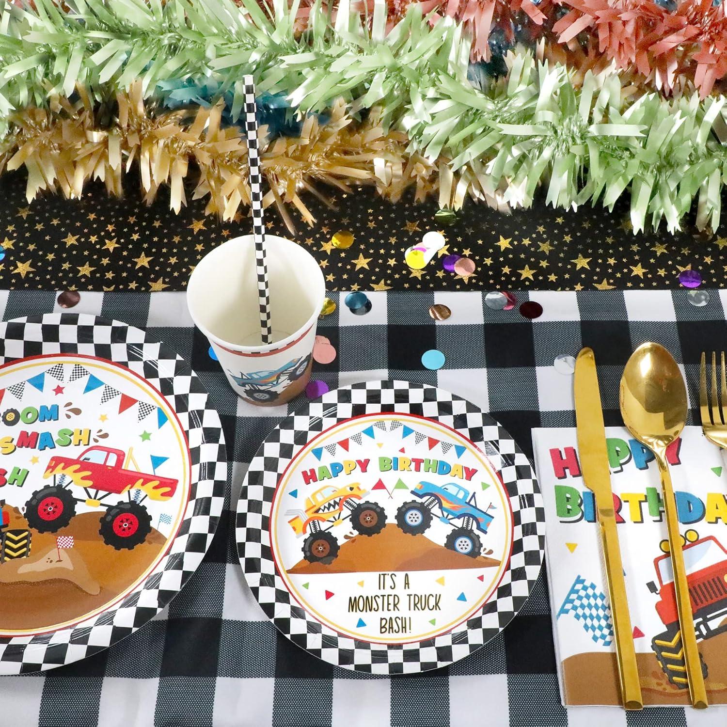 Juego de Vajilla Desechable Recheel Camiones Monstruo 120 Pcs