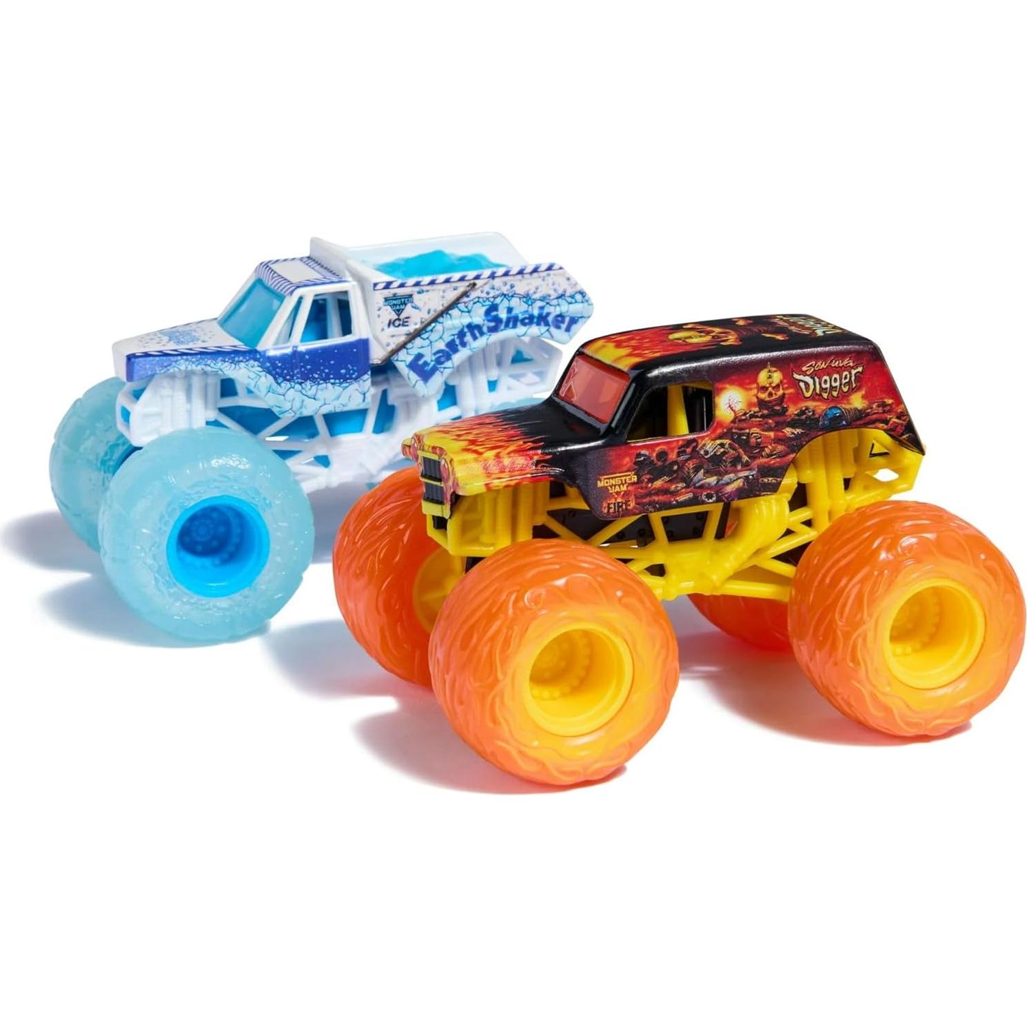 Monster Jam 2024 Fuego y Hielo 1:64 Camiones Son-uva Digger y Earth Shaker