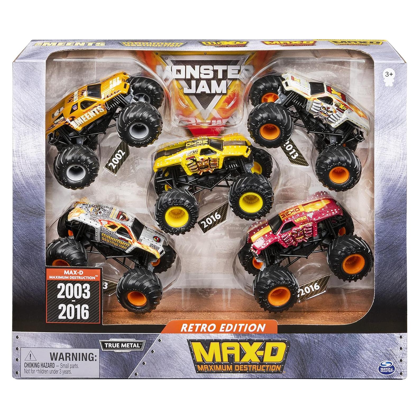 Paquete de 5 Camiones Monstruo Max-D 1:64 Spin Master