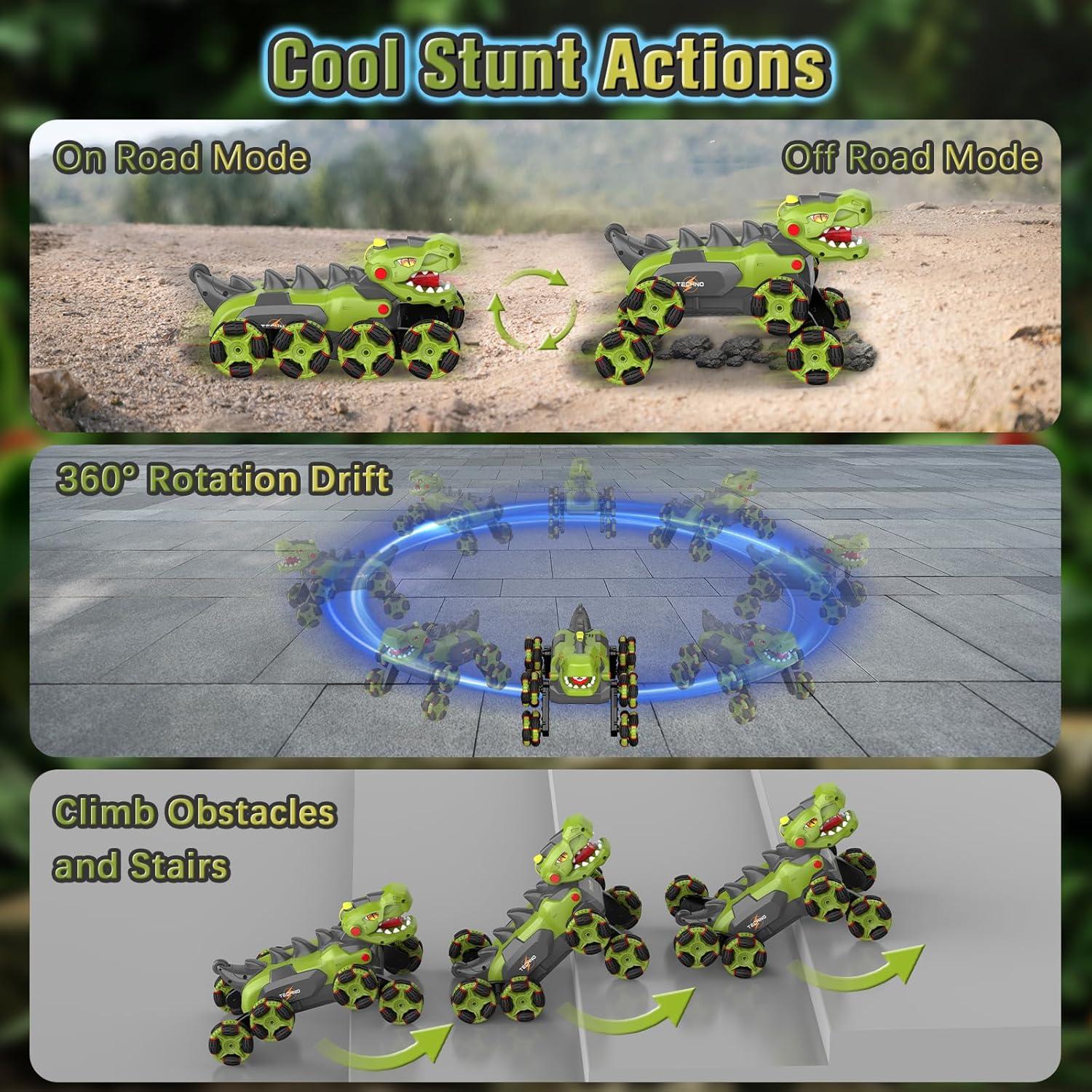 Coche de Control Remoto Dinosaurio KSSVZZ 8WD Verde 27.9cm