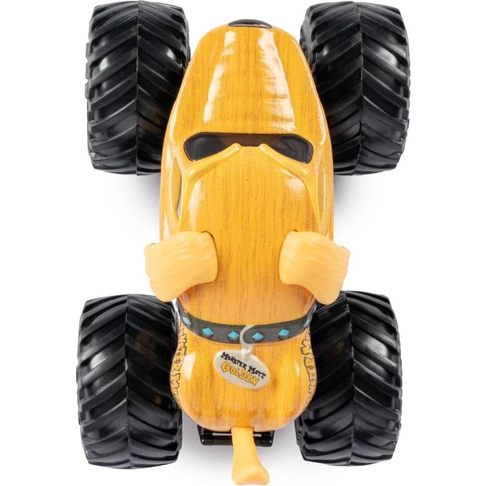 Camión de Diecast Monster Jam 2023 Spin Master 1:64 Monster Mutt Golden