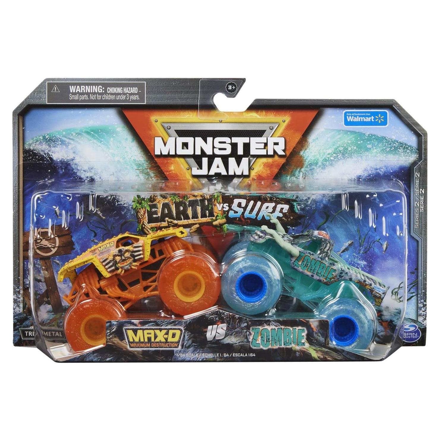 Monster Jam Doble Paquete Tierra vs Surf Max D y Zombie