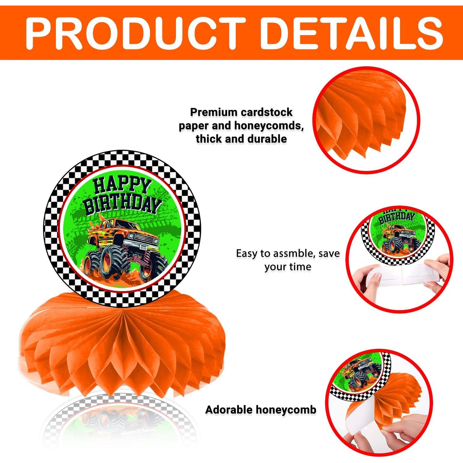 Centros de Mesa de Camión Monstruo 9 Piezas CG Factory