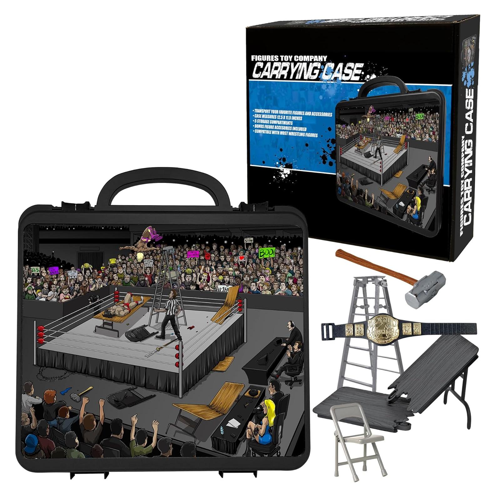 Estuche de Transporte Deluxe Figures Toy Company para Figuras de Lucha Libre