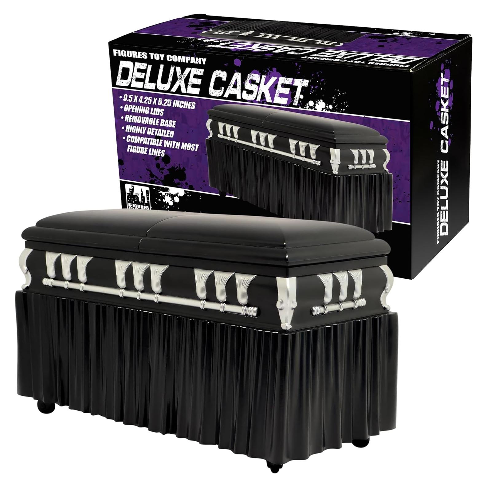 Ataúd Negro Deluxe Figures Toy Company para Figuras de Lucha Libre