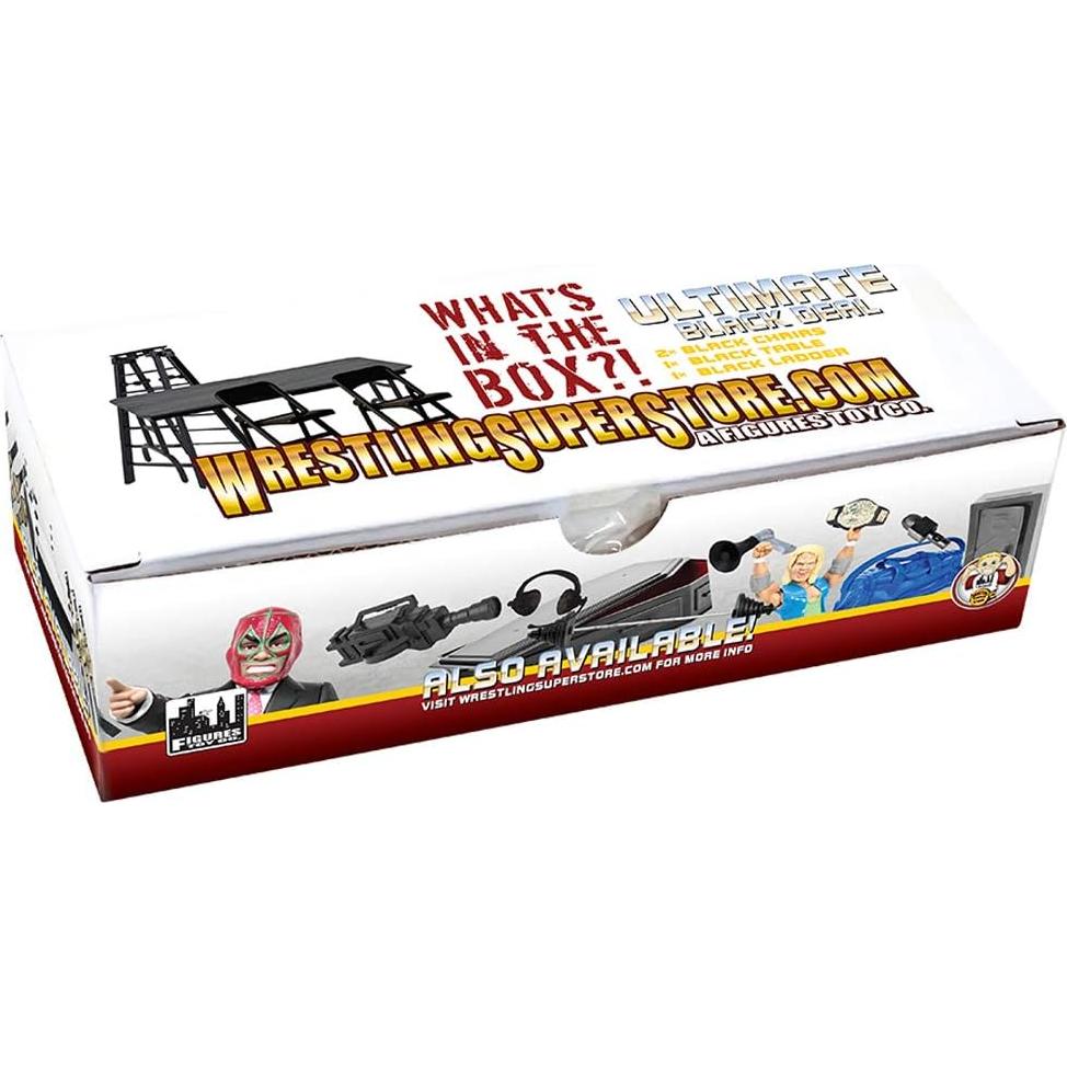 Juego de Escalera, Mesa y Sillas Negras Ultimate para Lucha Libre