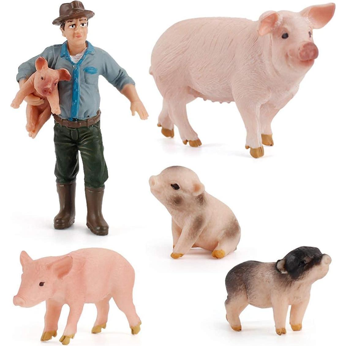 5PCS Figuras de Animales de Granja LC JoyCre Realistas
