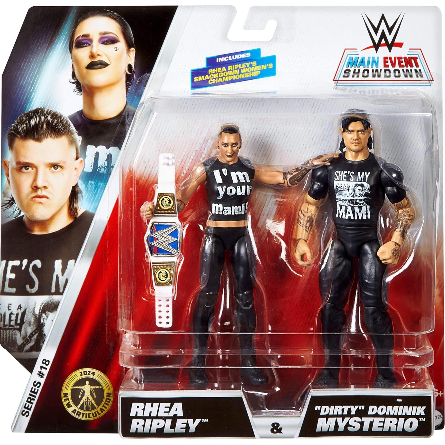 Figuras de Acción WWE Mattel 2-Pack Rhea Ripley y Dominik Mysterio