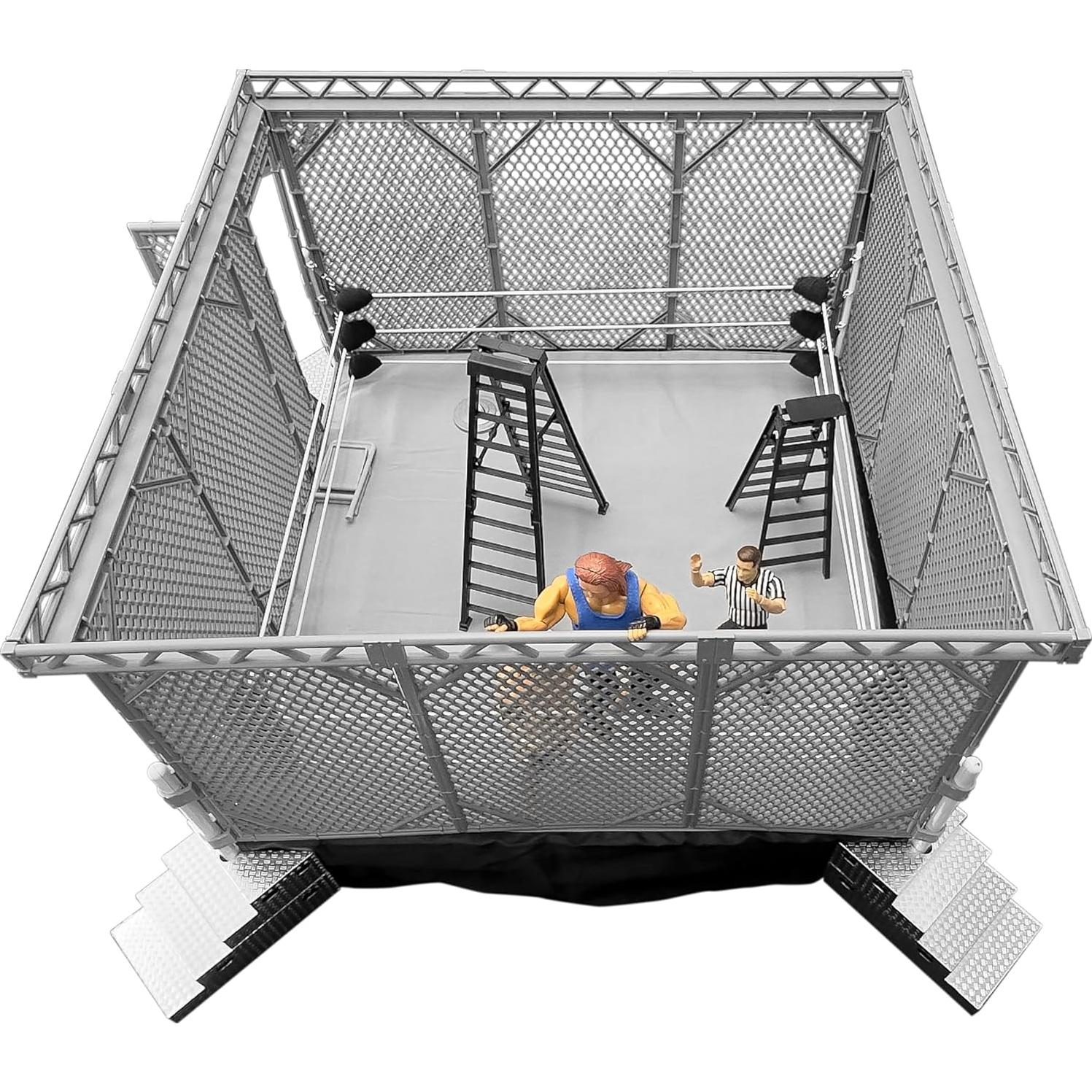 Juego de Jaula de Acero Figures Toy Company para Ring de Lucha