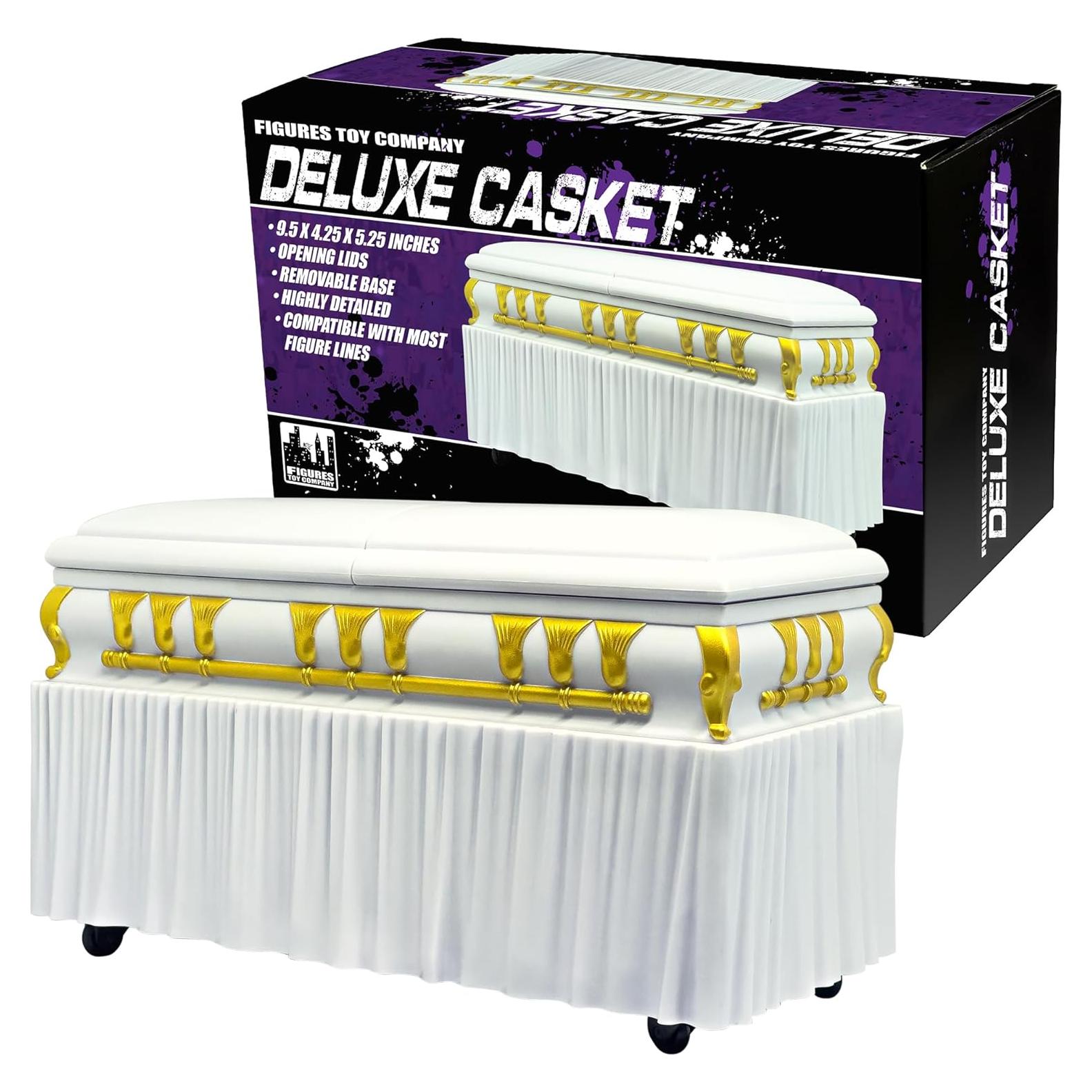 Ataúd Blanco Deluxe Figures Toy Company para Figuras de Lucha Libre