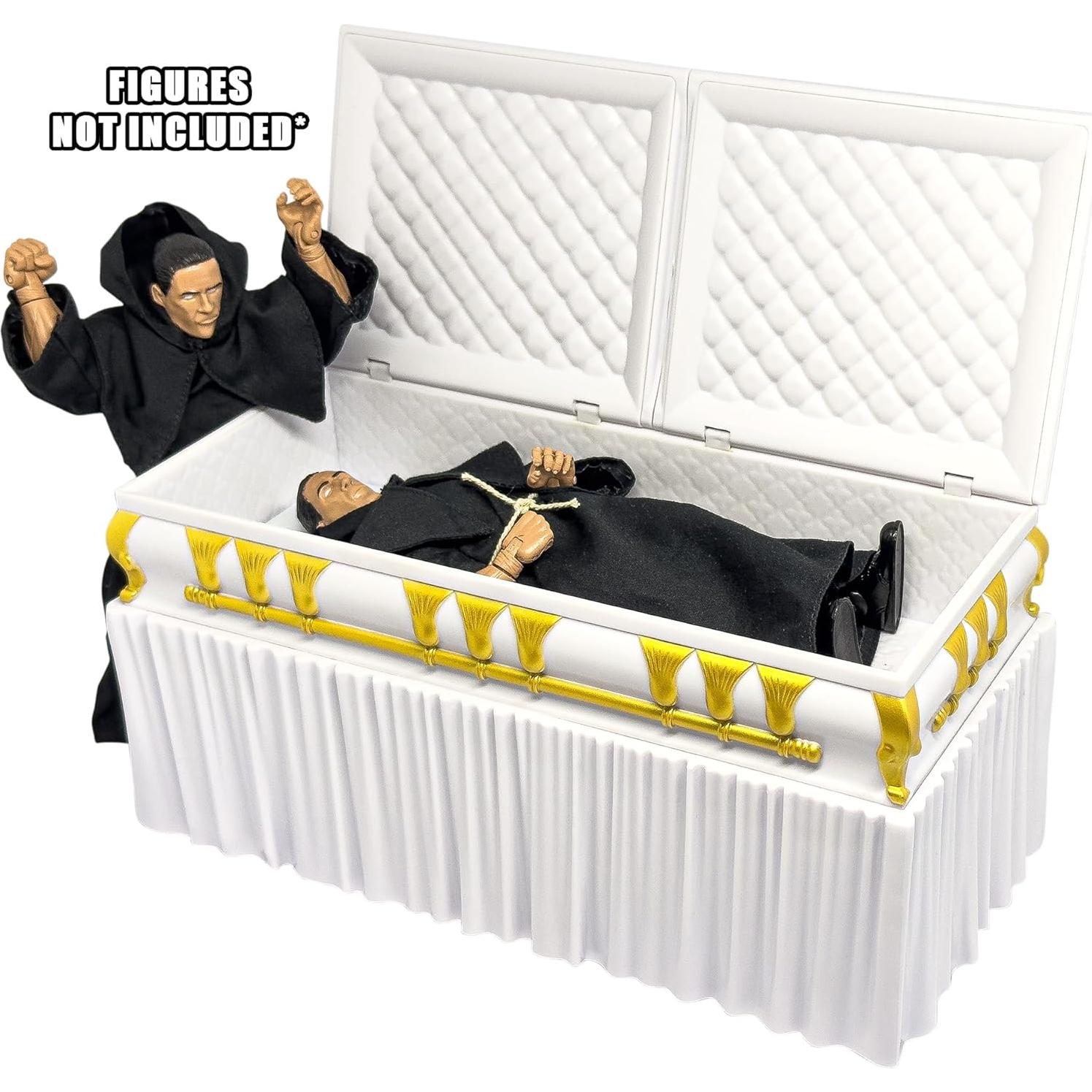 Ataúd Blanco Deluxe Figures Toy Company para Figuras de Lucha Libre
