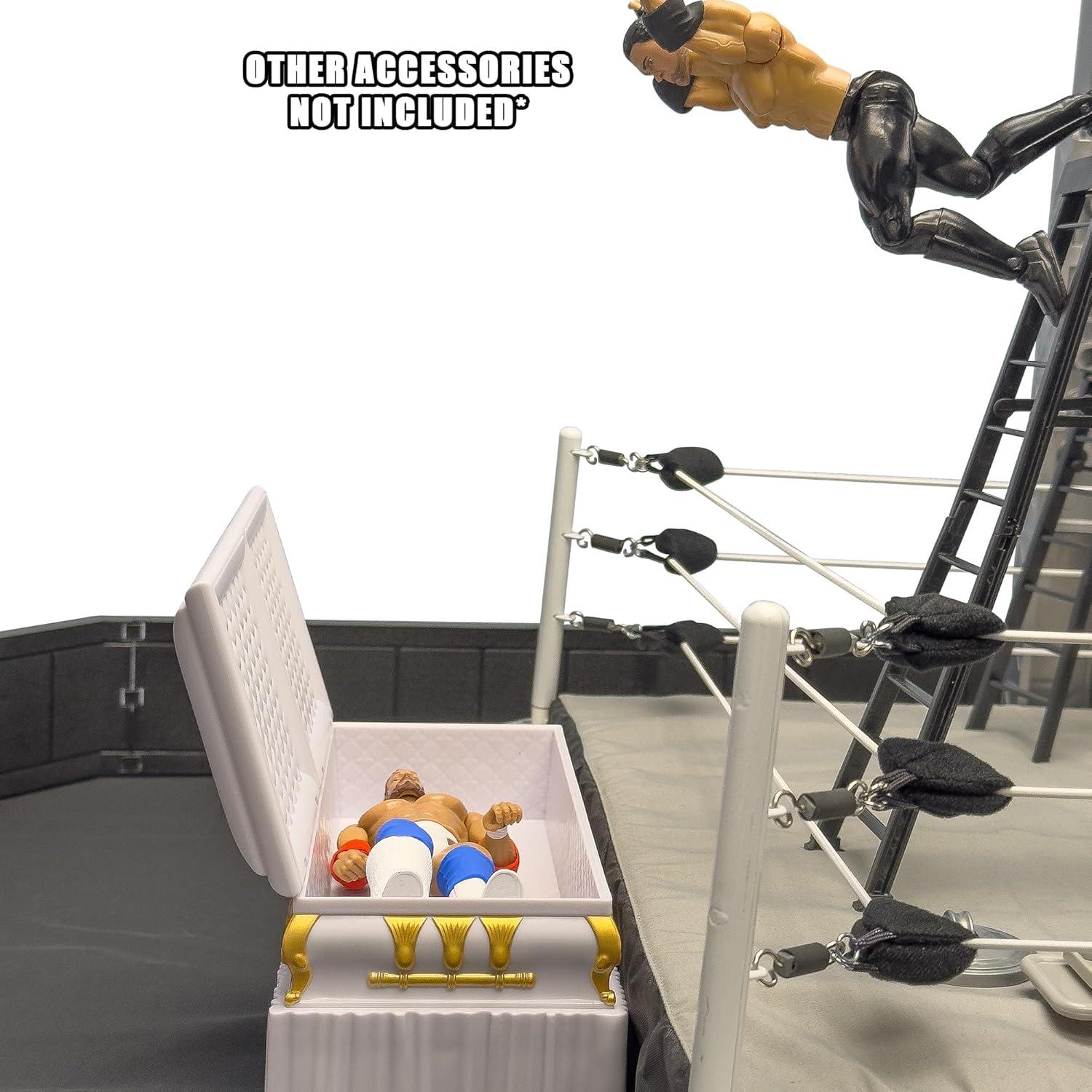 Ataúd Blanco Deluxe Figures Toy Company para Figuras de Lucha Libre