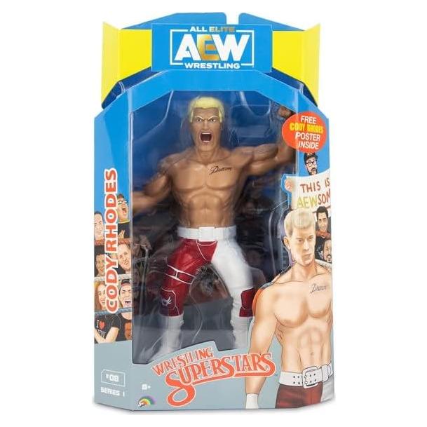 Figura de Lucha Libre AEW Cody Rhodes 15 cm con Póster