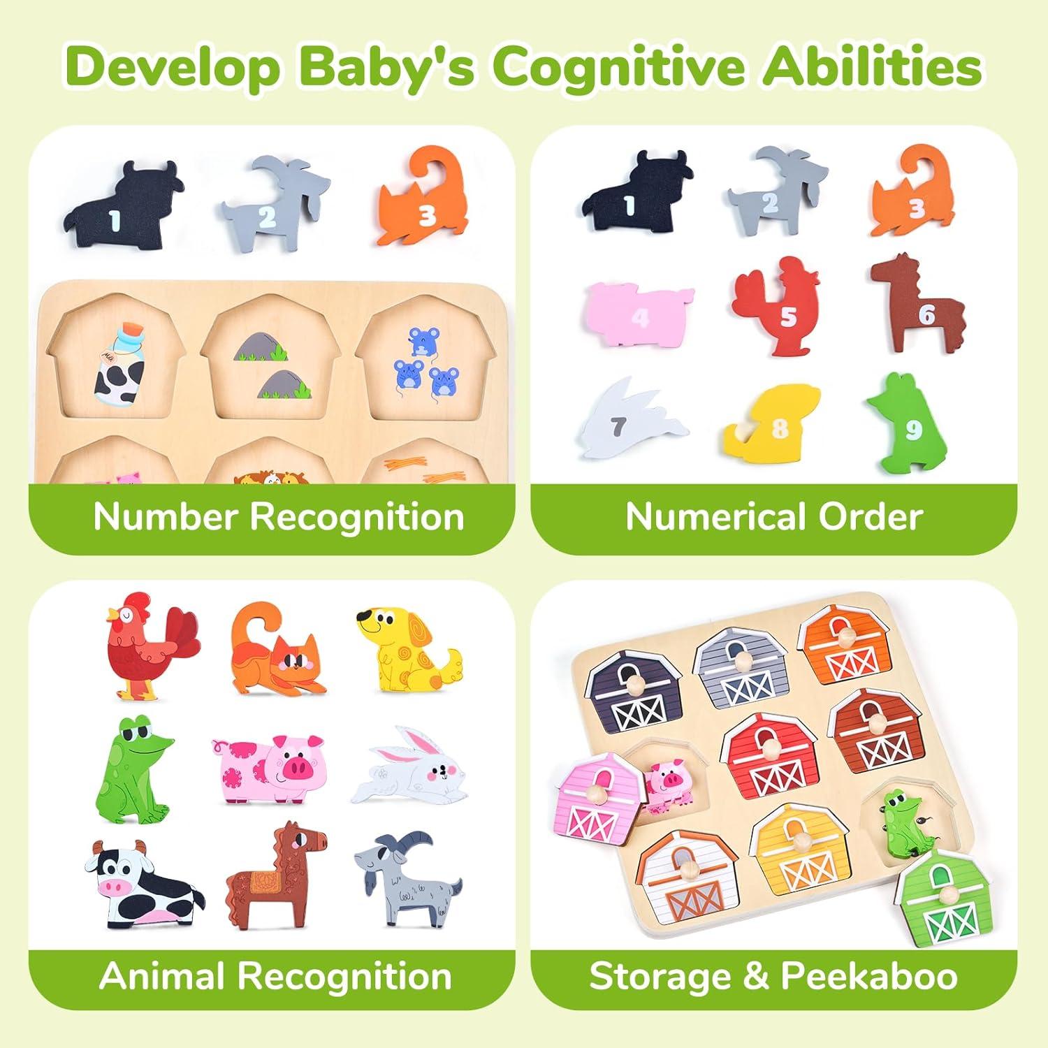 Rompecabezas de Madera JoyCat para Niños 1-3 Años - Montessori