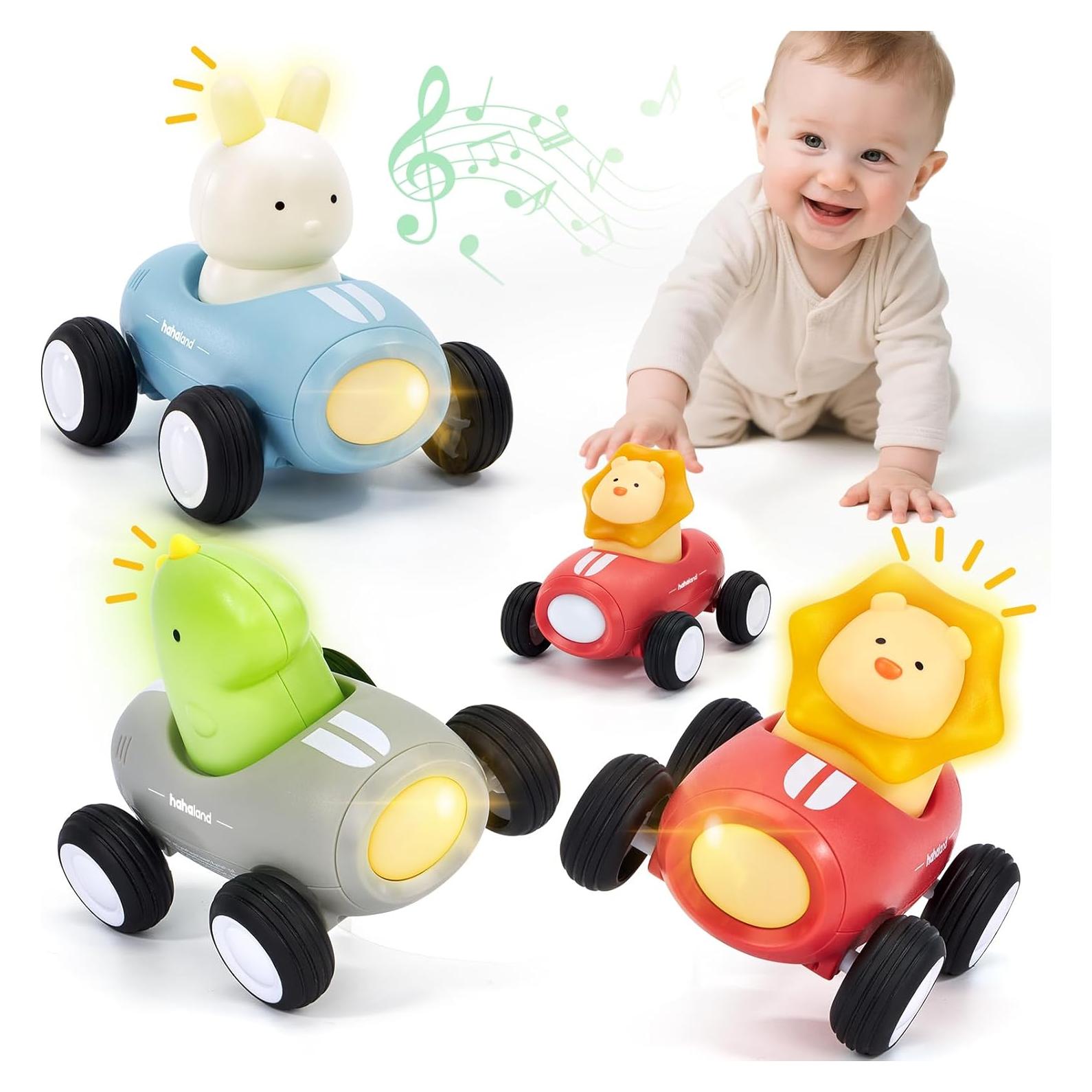 Juguetes de Coche Push and Go Hahaland 3 PCS con Luz y Música