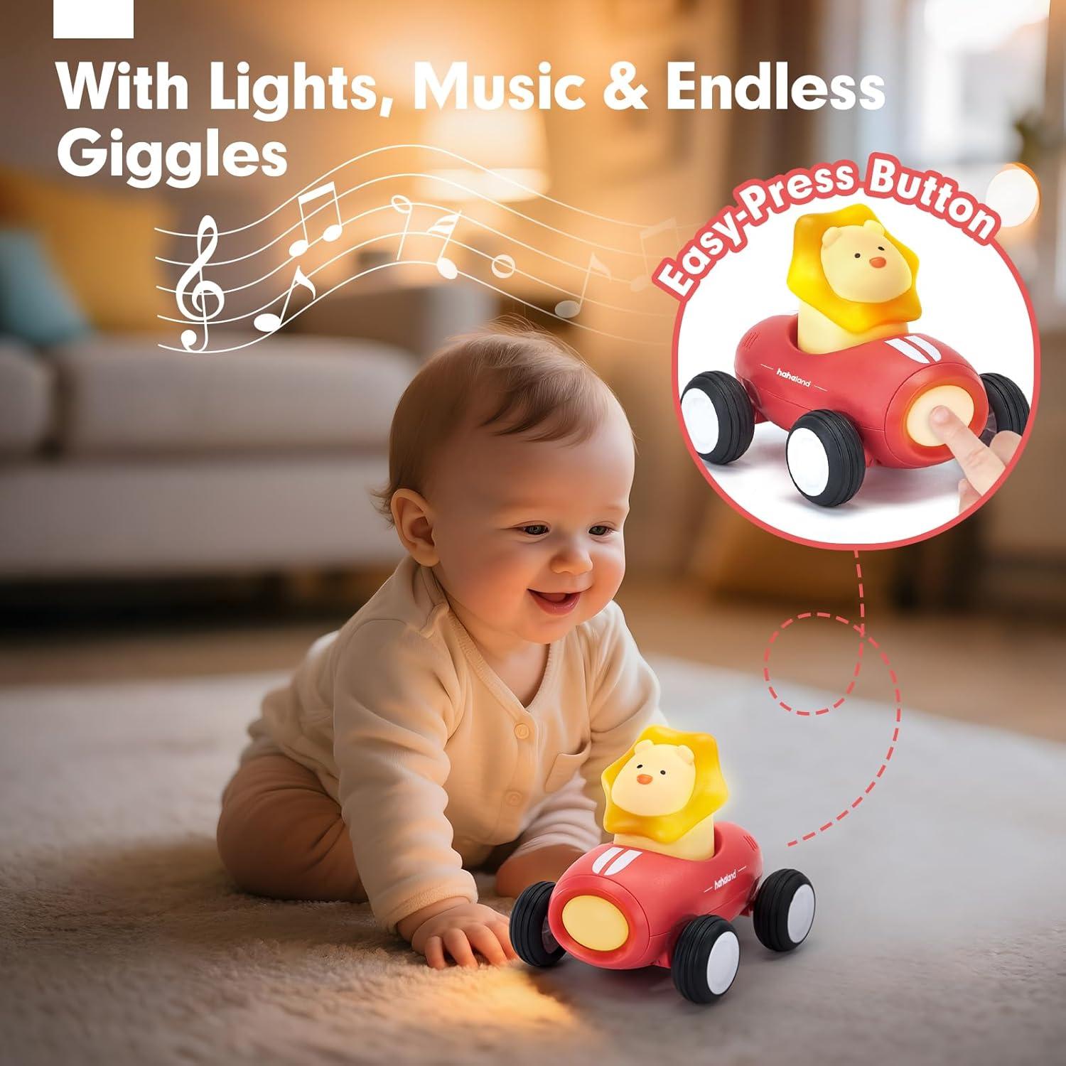 Juguetes de Coche Push and Go Hahaland 3 PCS con Luz y Música