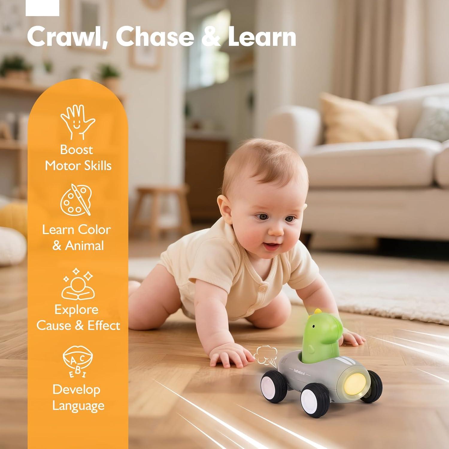 Juguetes de Coche Push and Go Hahaland 3 PCS con Luz y Música