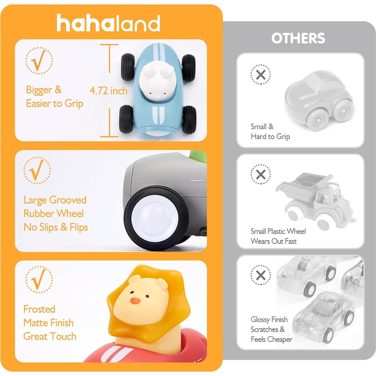 Juguetes de Coche Push and Go Hahaland 3 PCS con Luz y Música