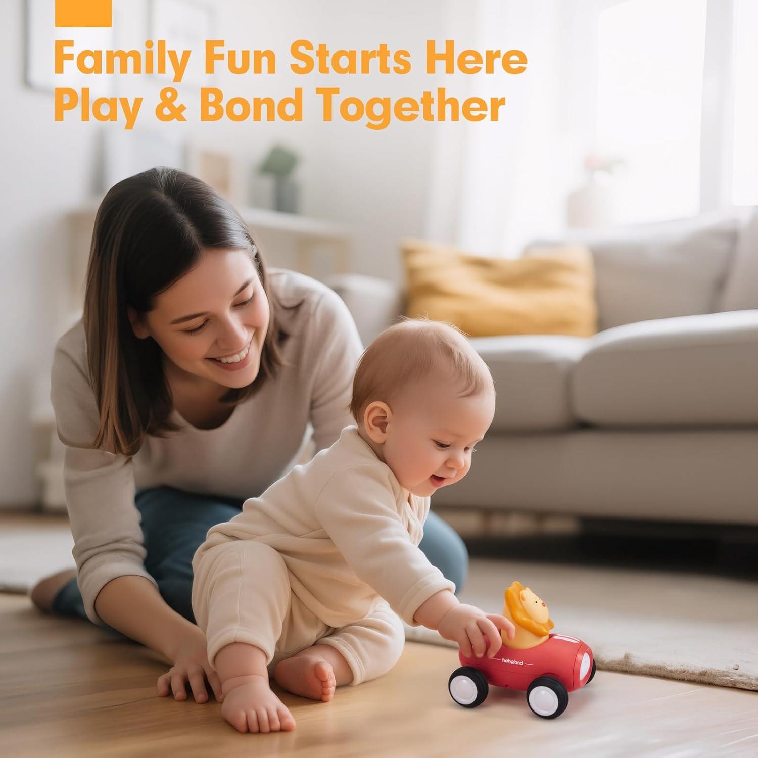 Juguetes de Coche Push and Go Hahaland 3 PCS con Luz y Música