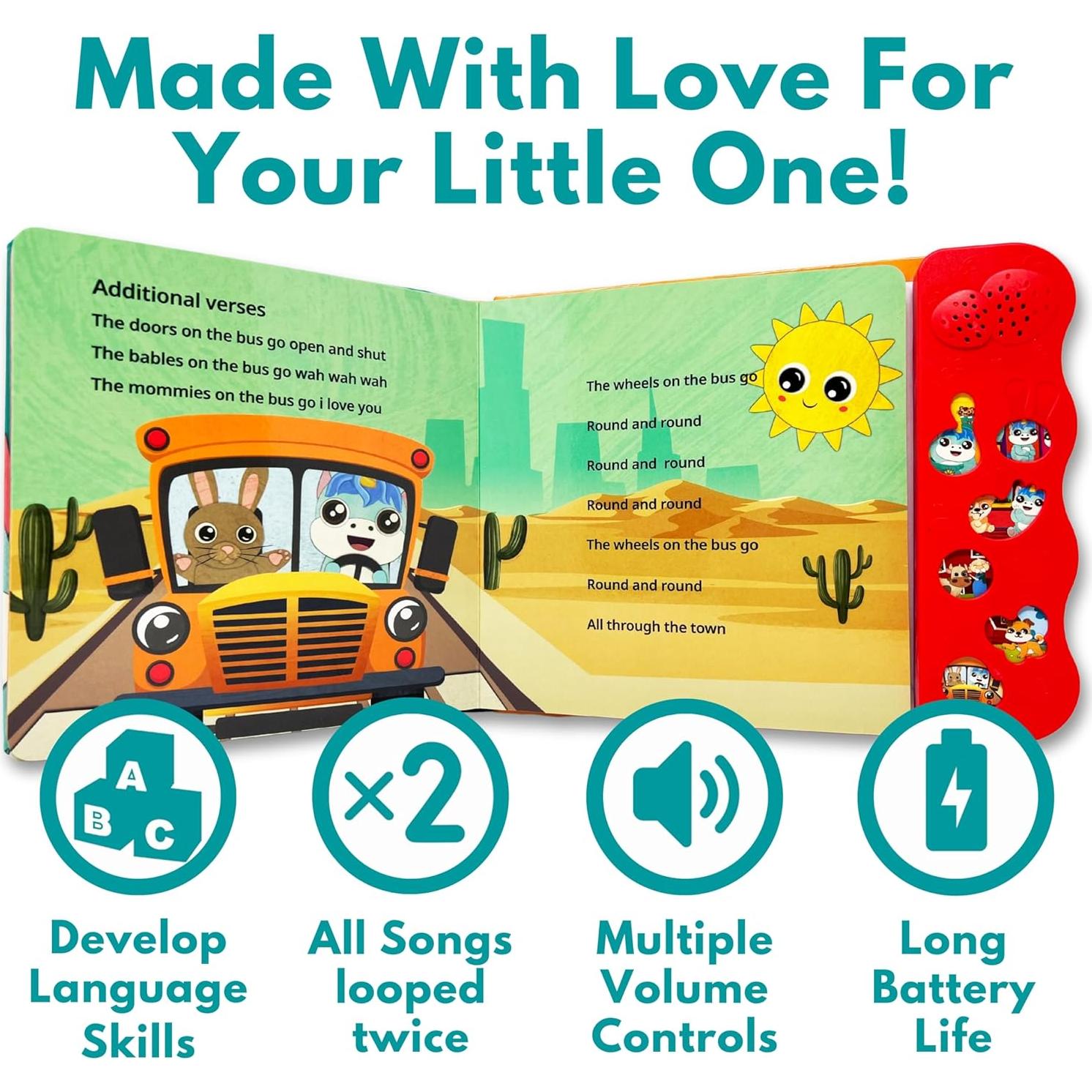 Libro Musical Interactivo Happy Little Bear Cub - Canciones para Niños 1-3 Años