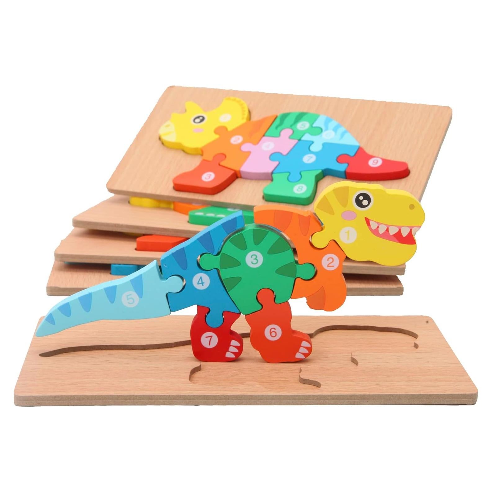 Rompecabezas de Madera Montessori Mama - Dinosaurios 5 Piezas