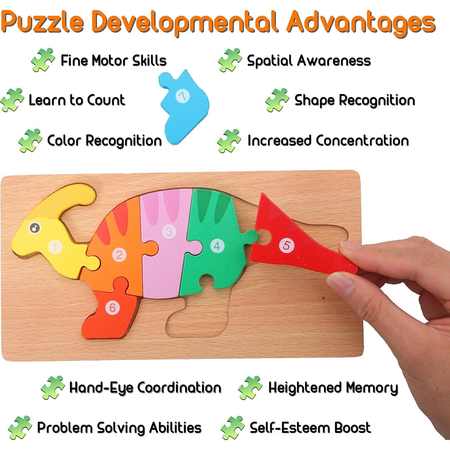 Rompecabezas de Madera Montessori Mama - Dinosaurios 5 Piezas