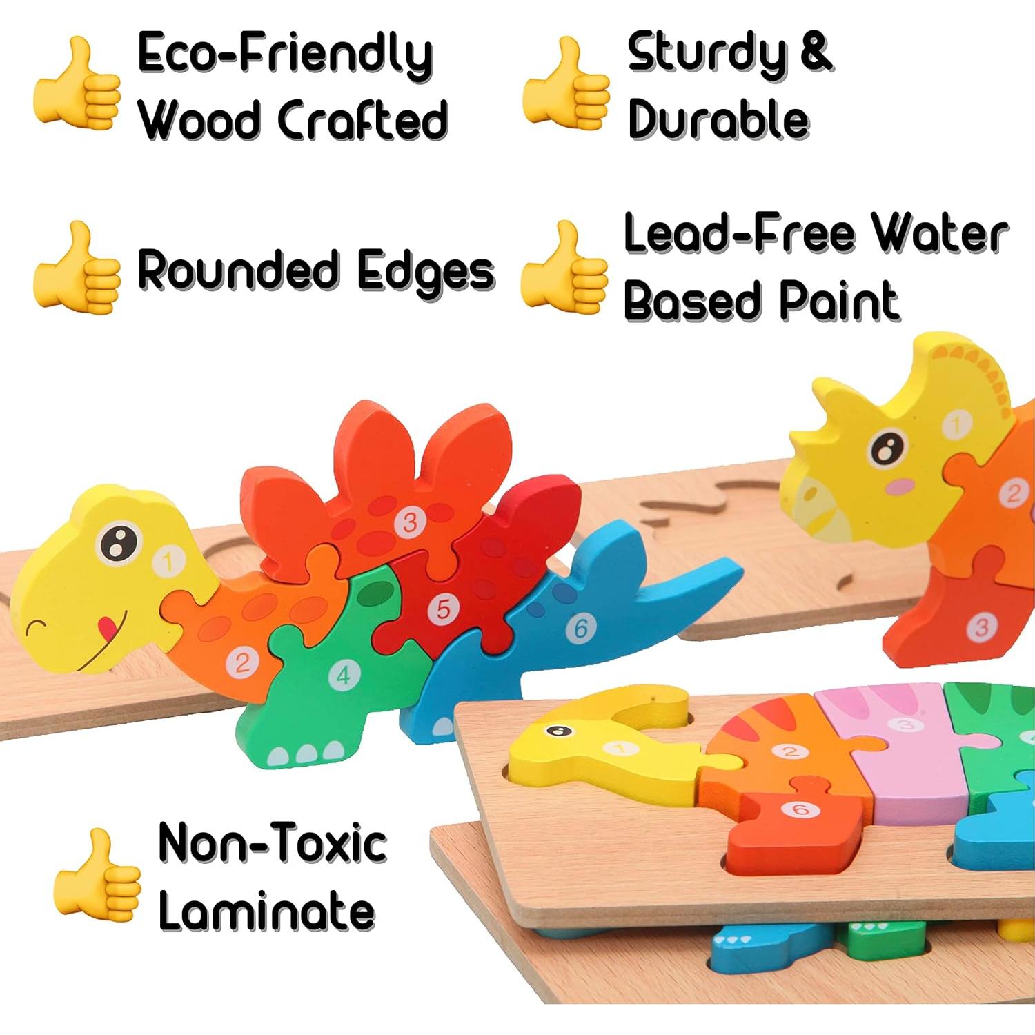 Rompecabezas de Madera Montessori Mama - Dinosaurios 5 Piezas