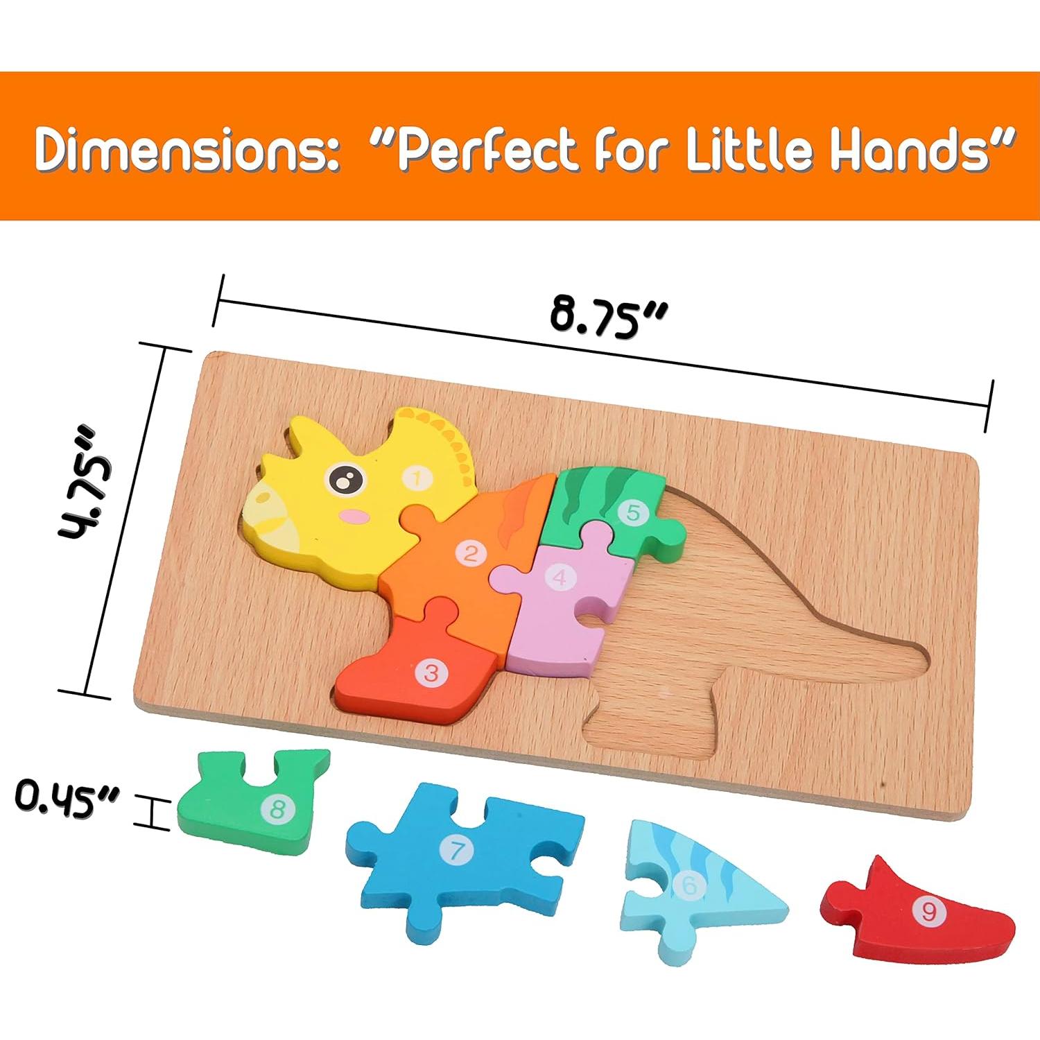 Rompecabezas de Madera Montessori Mama - Dinosaurios 5 Piezas