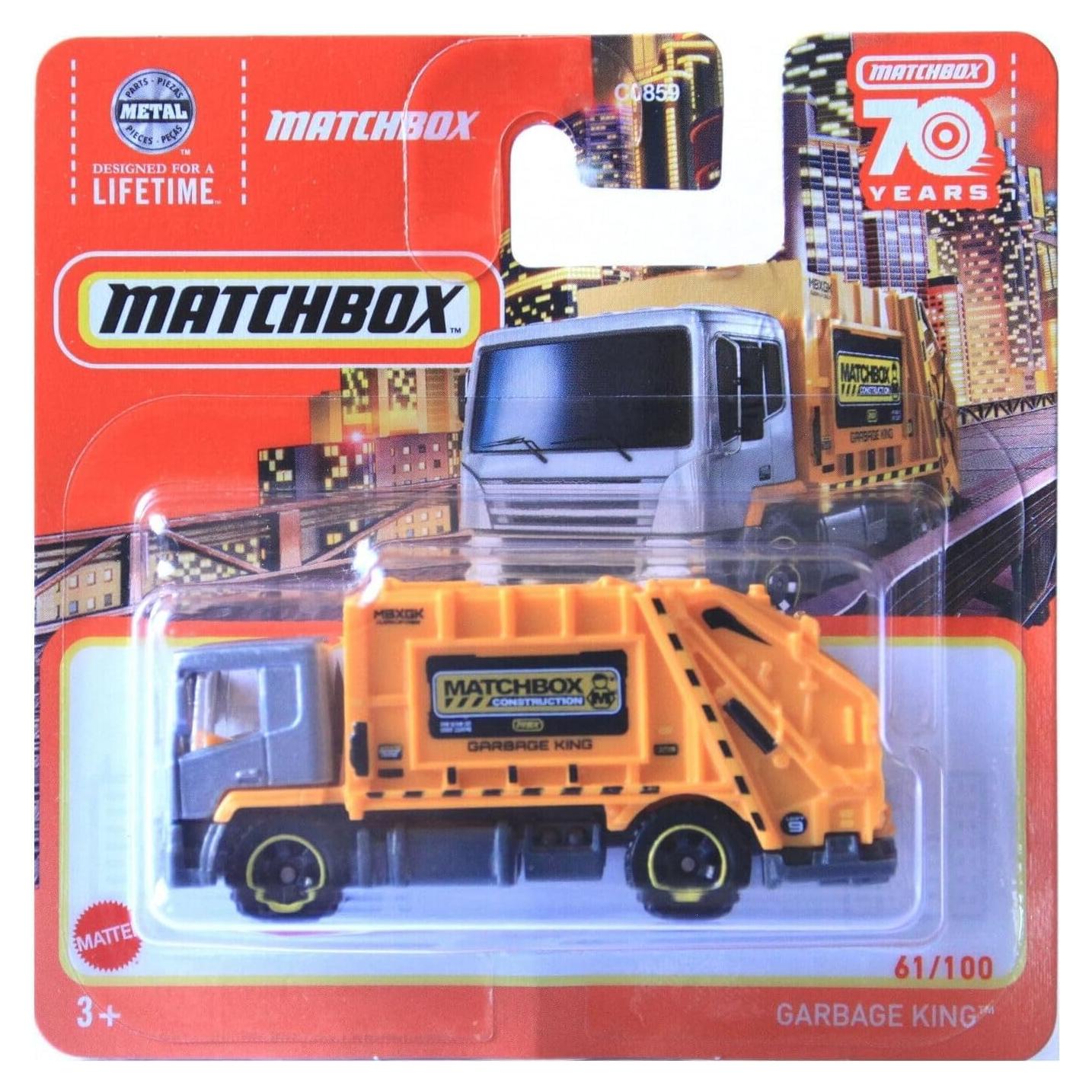 Matchbox Garbage King Naranja 70 Años - Vehículo de Juguete